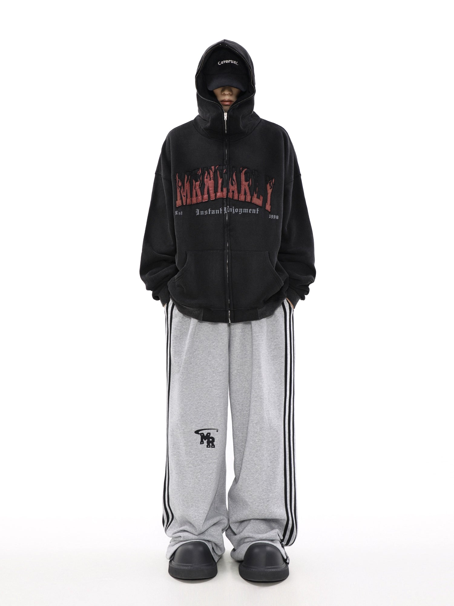 Sweat à capuche zippé surdimensionné avec doublure brossée