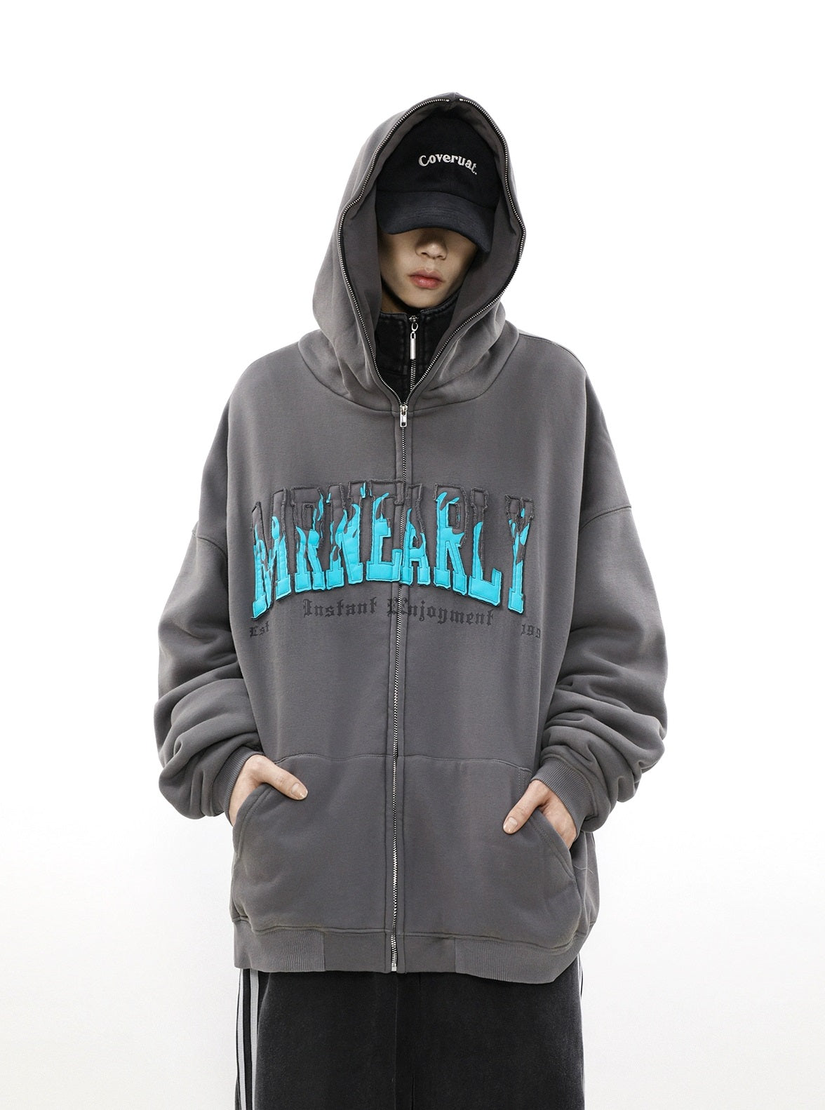 Sweat à capuche zippé surdimensionné avec doublure brossée