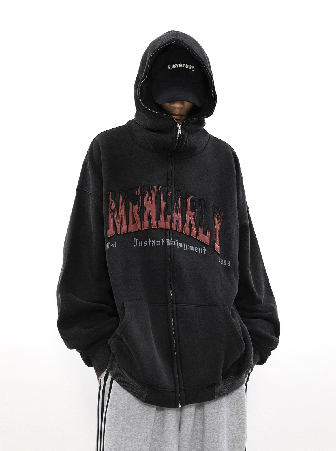 Sweat à capuche zippé surdimensionné avec doublure brossée