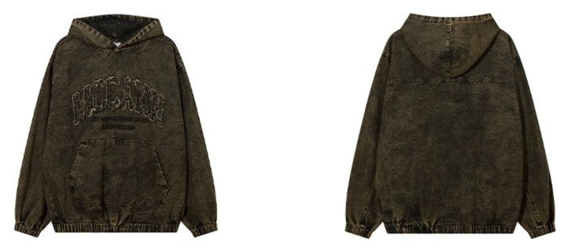 Sweat à capuche en jean surdimensionné avec logo Damage