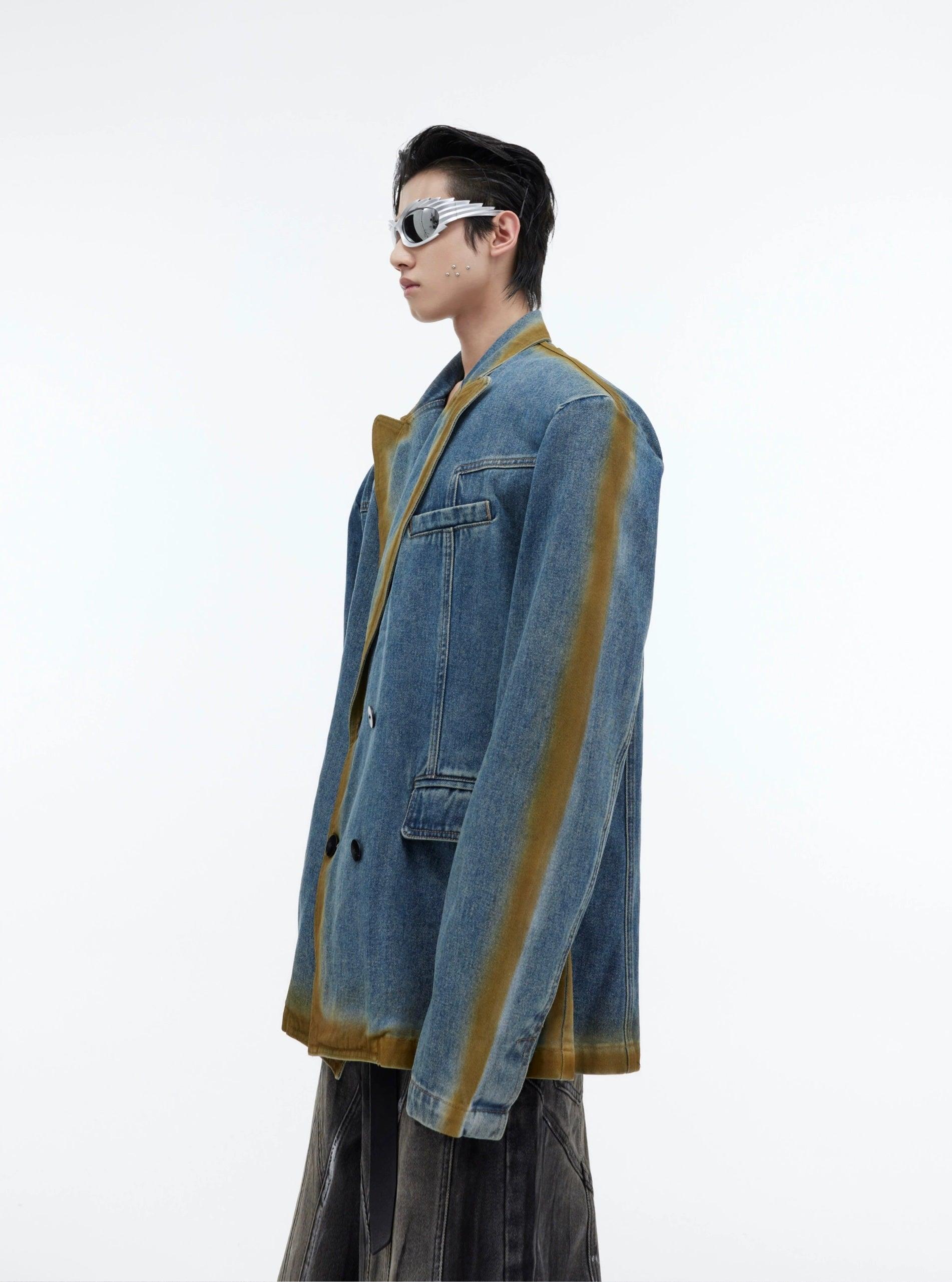 Oversize Gradient Line Denim Jacket