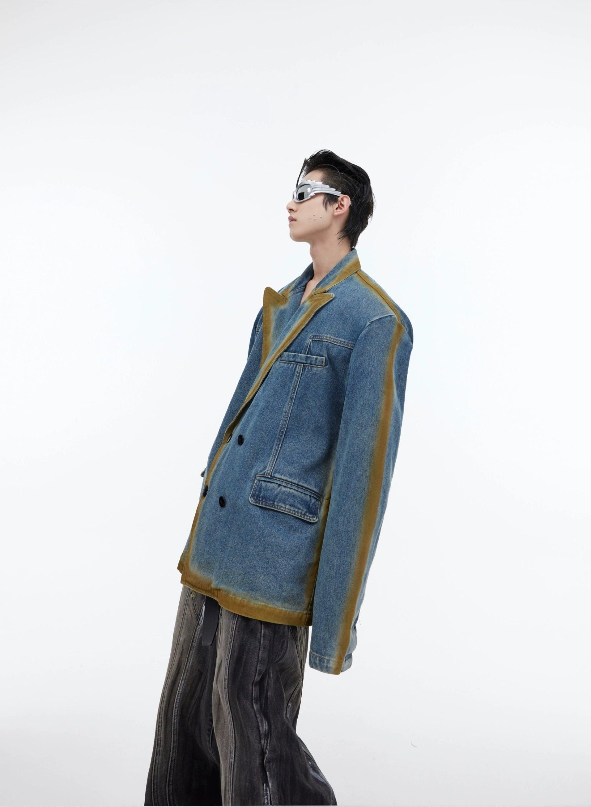 Oversize Gradient Line Denim Jacket