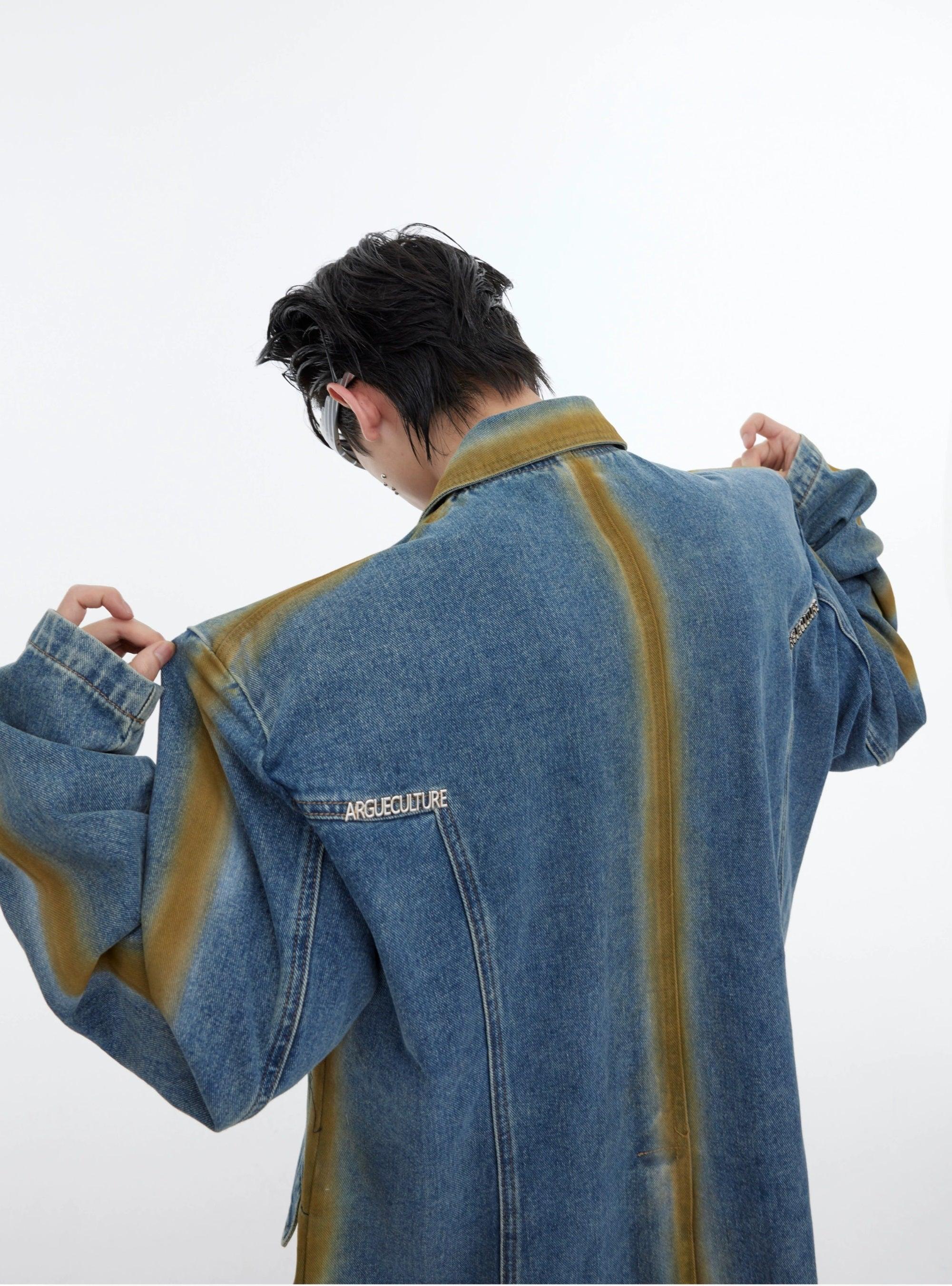 Oversize Gradient Line Denim Jacket