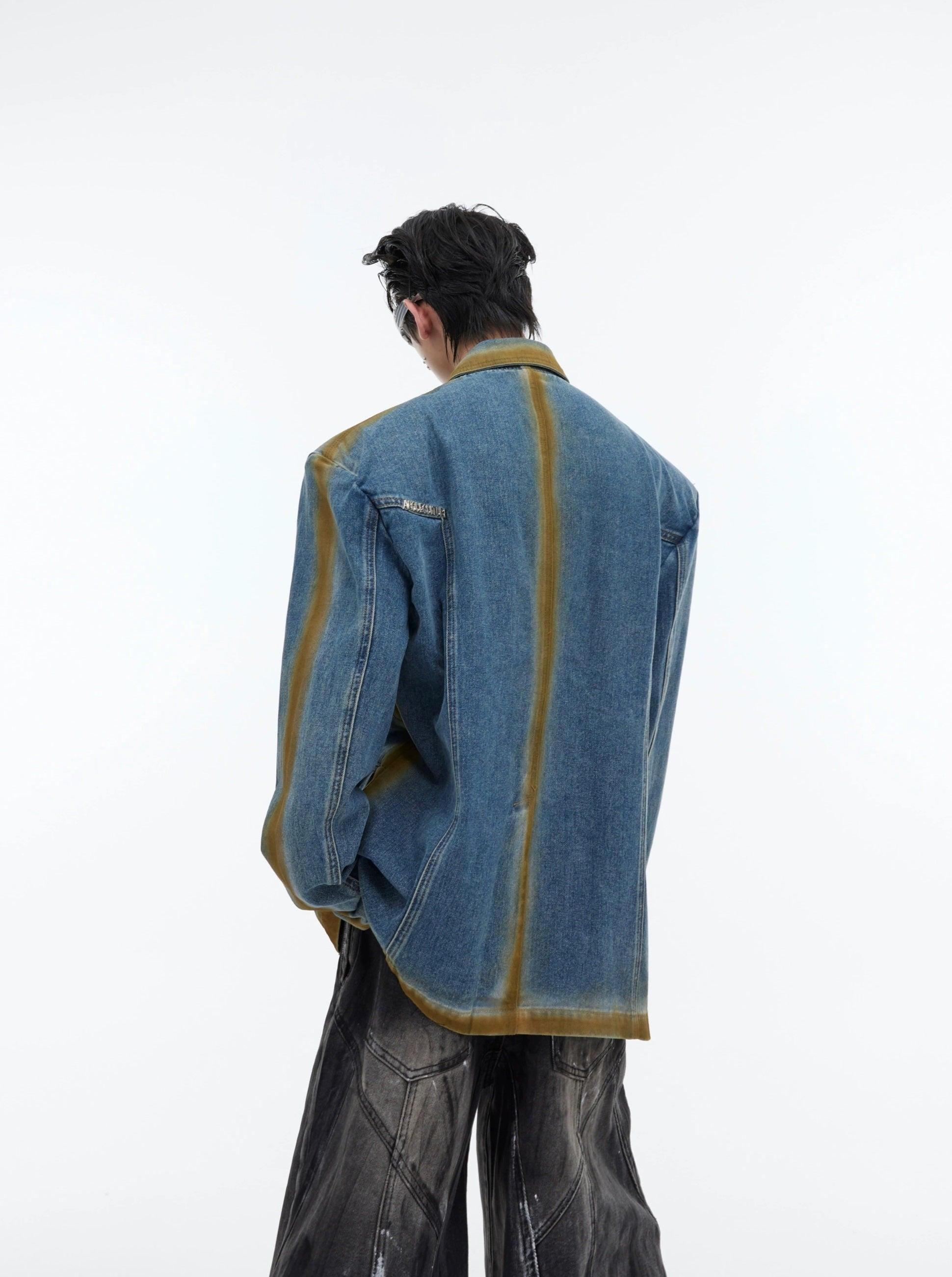 Oversize Gradient Line Denim Jacket