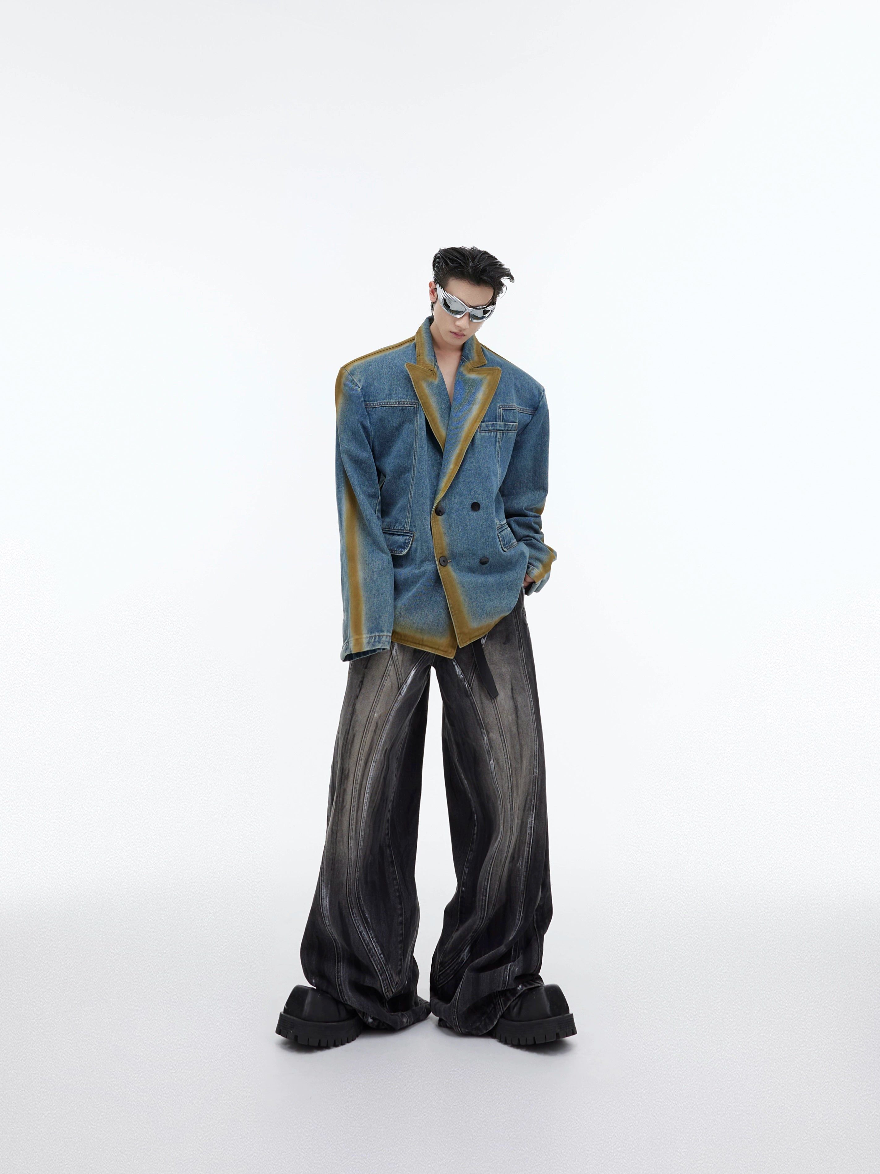 Oversize Gradient Line Denim Jacket