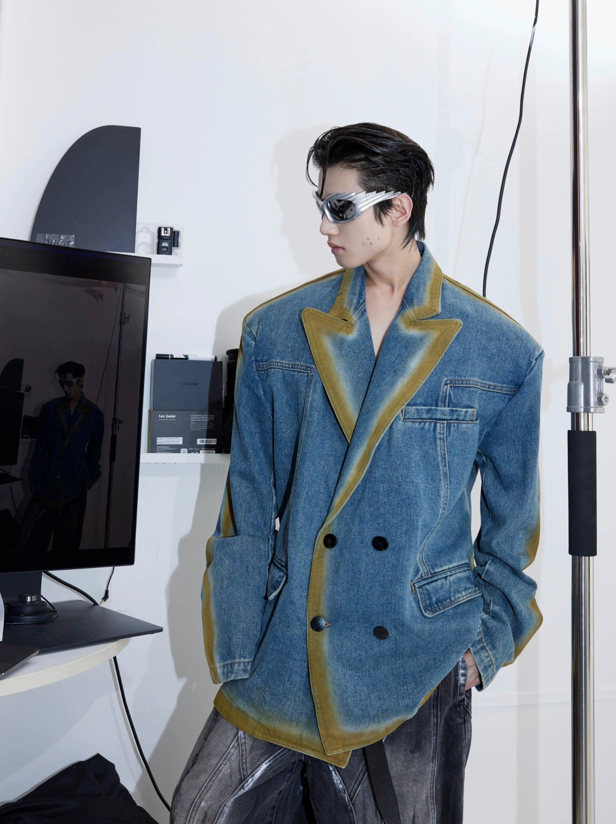 Oversize Gradient Line Denim Jacket