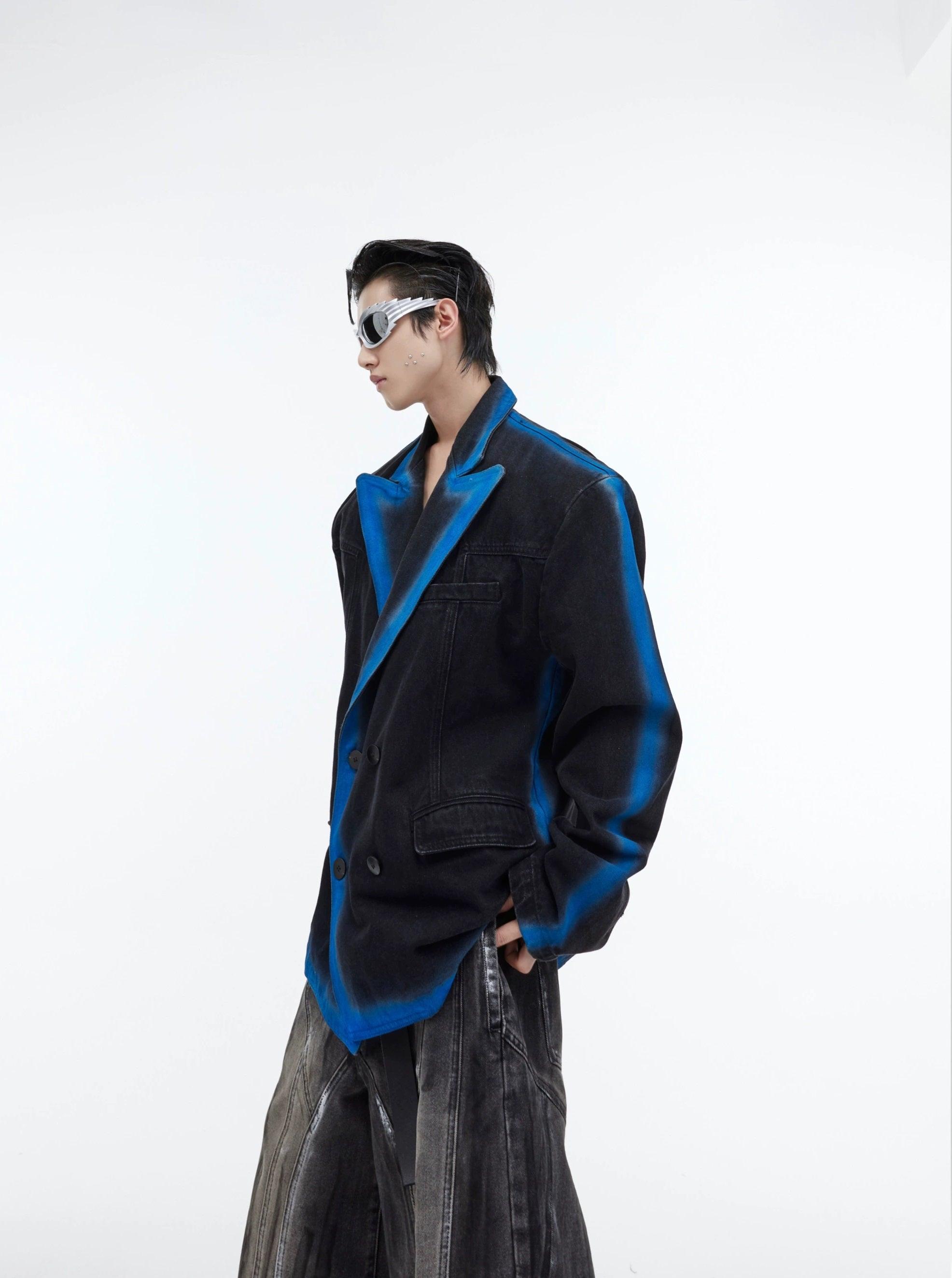 Oversize Gradient Line Denim Jacket