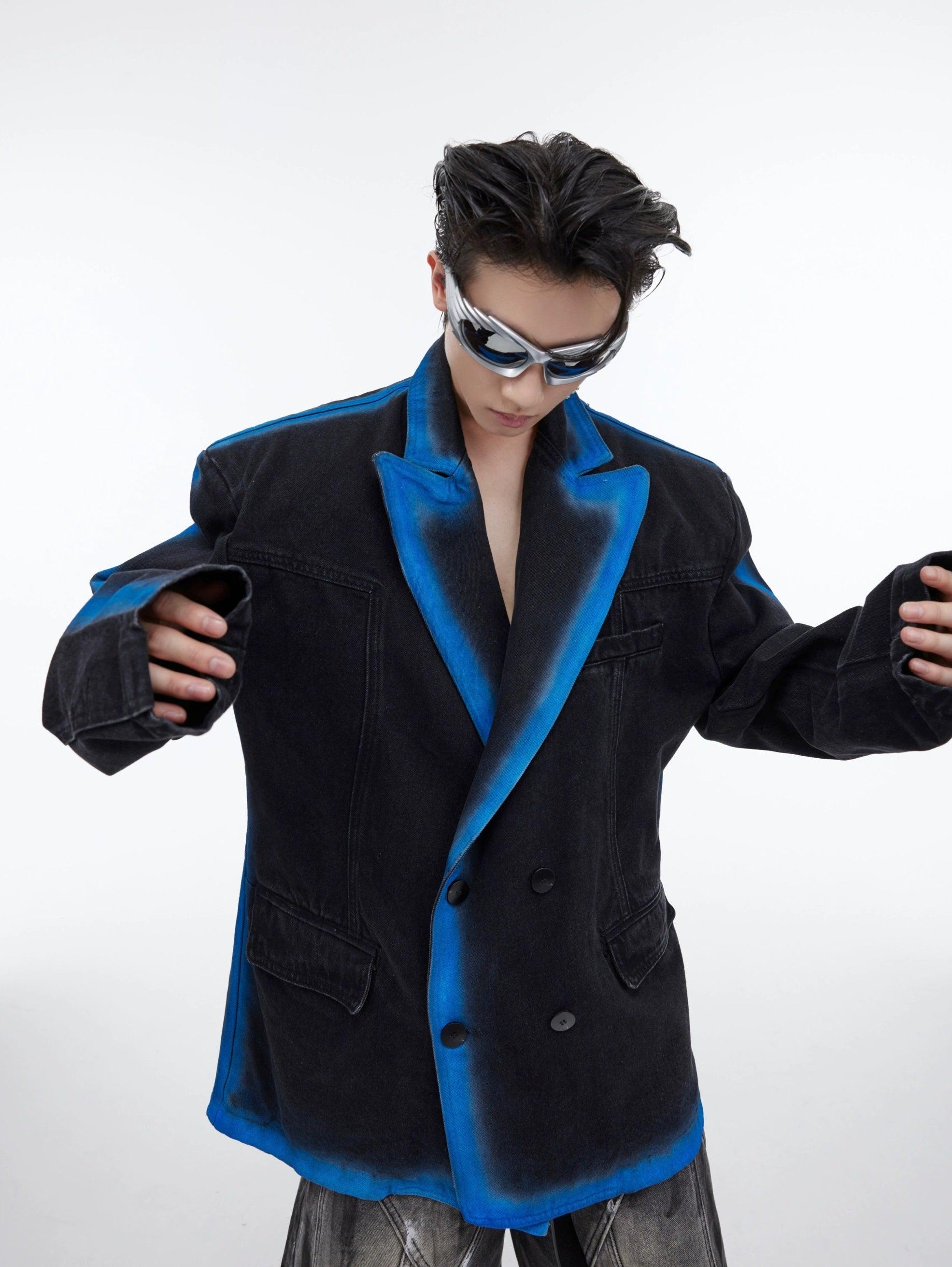 Oversize Gradient Line Denim Jacket