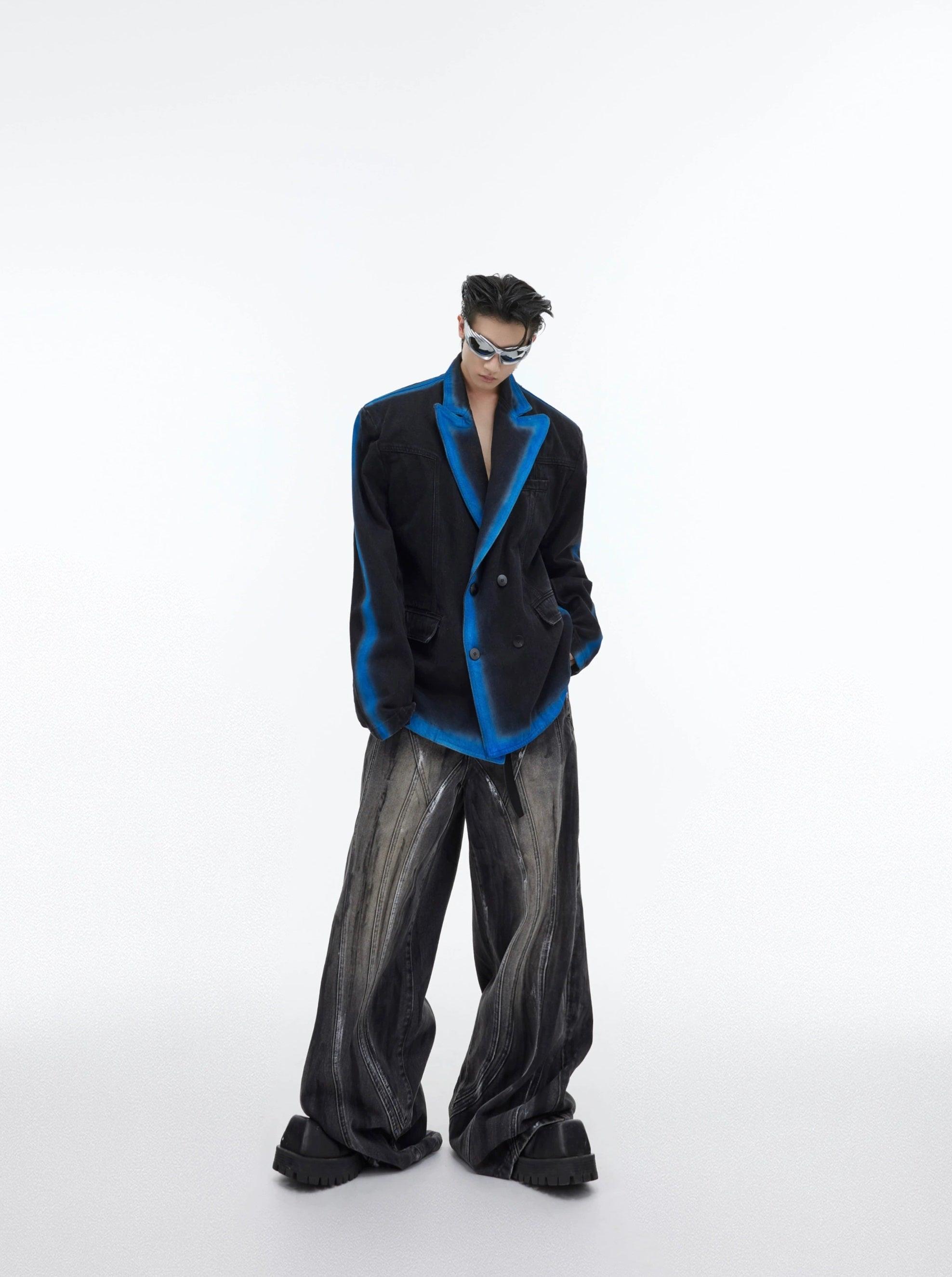 Oversize Gradient Line Denim Jacket