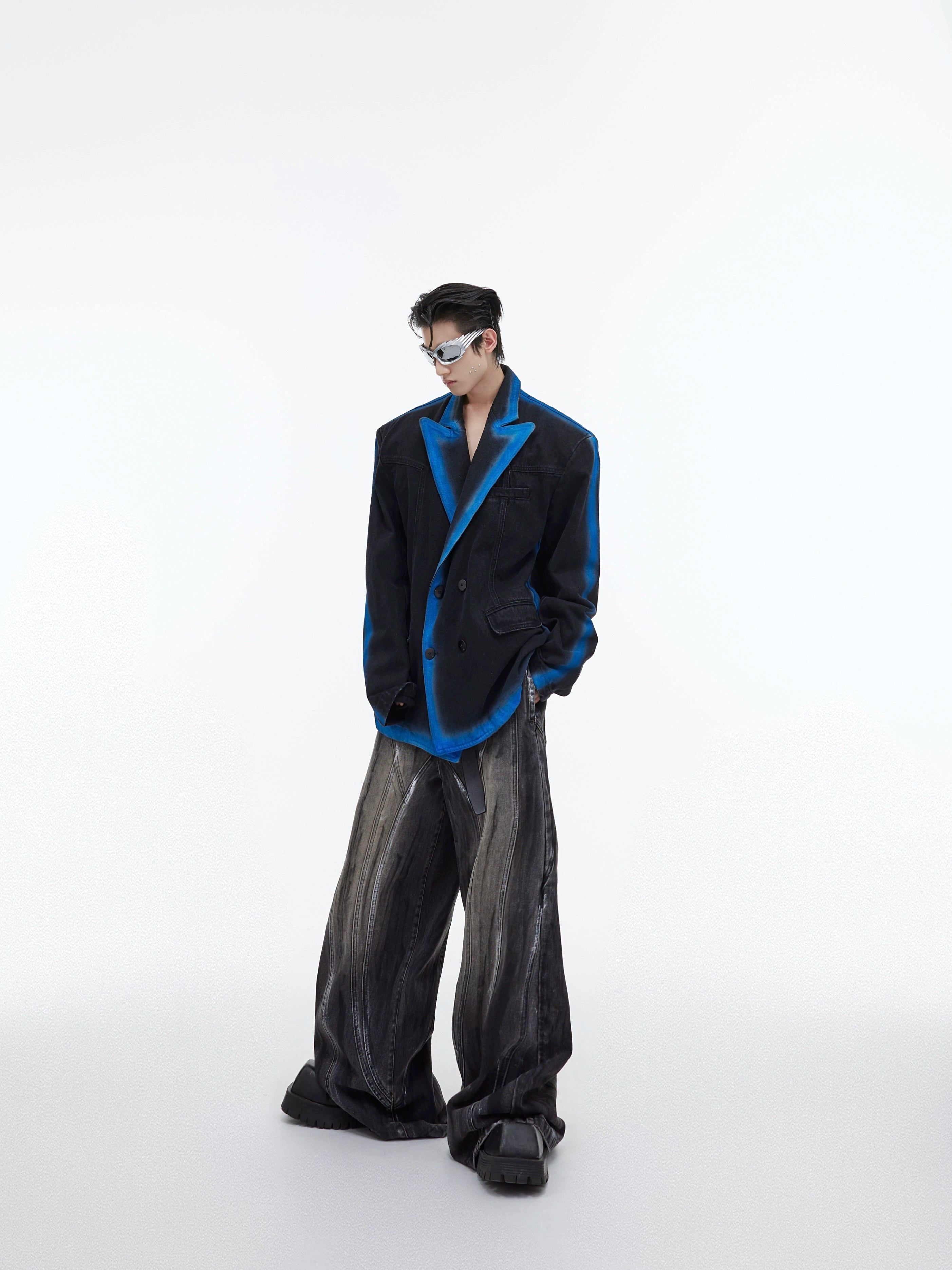 Oversize Gradient Line Denim Jacket