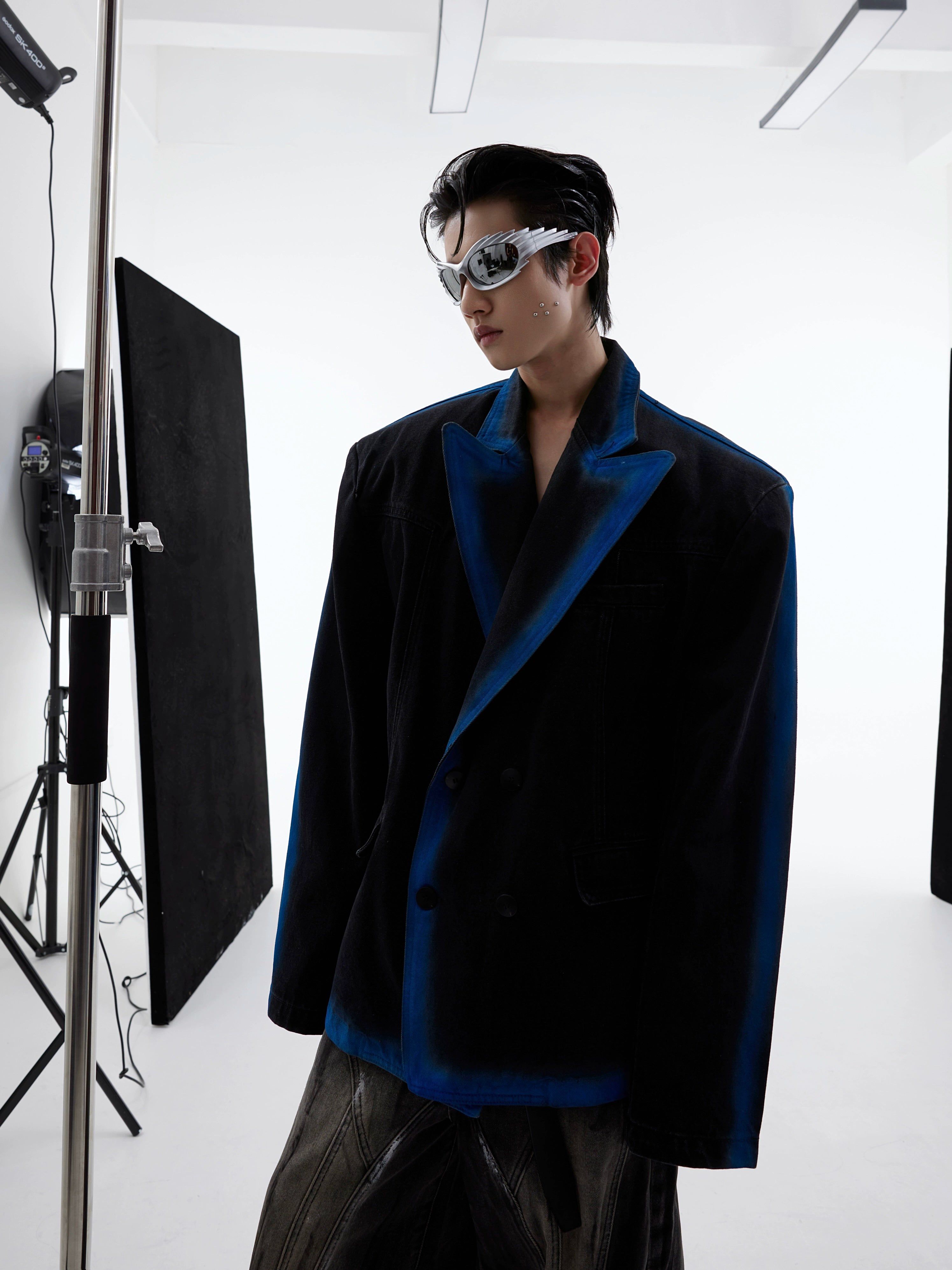 Oversize Gradient Line Denim Jacket