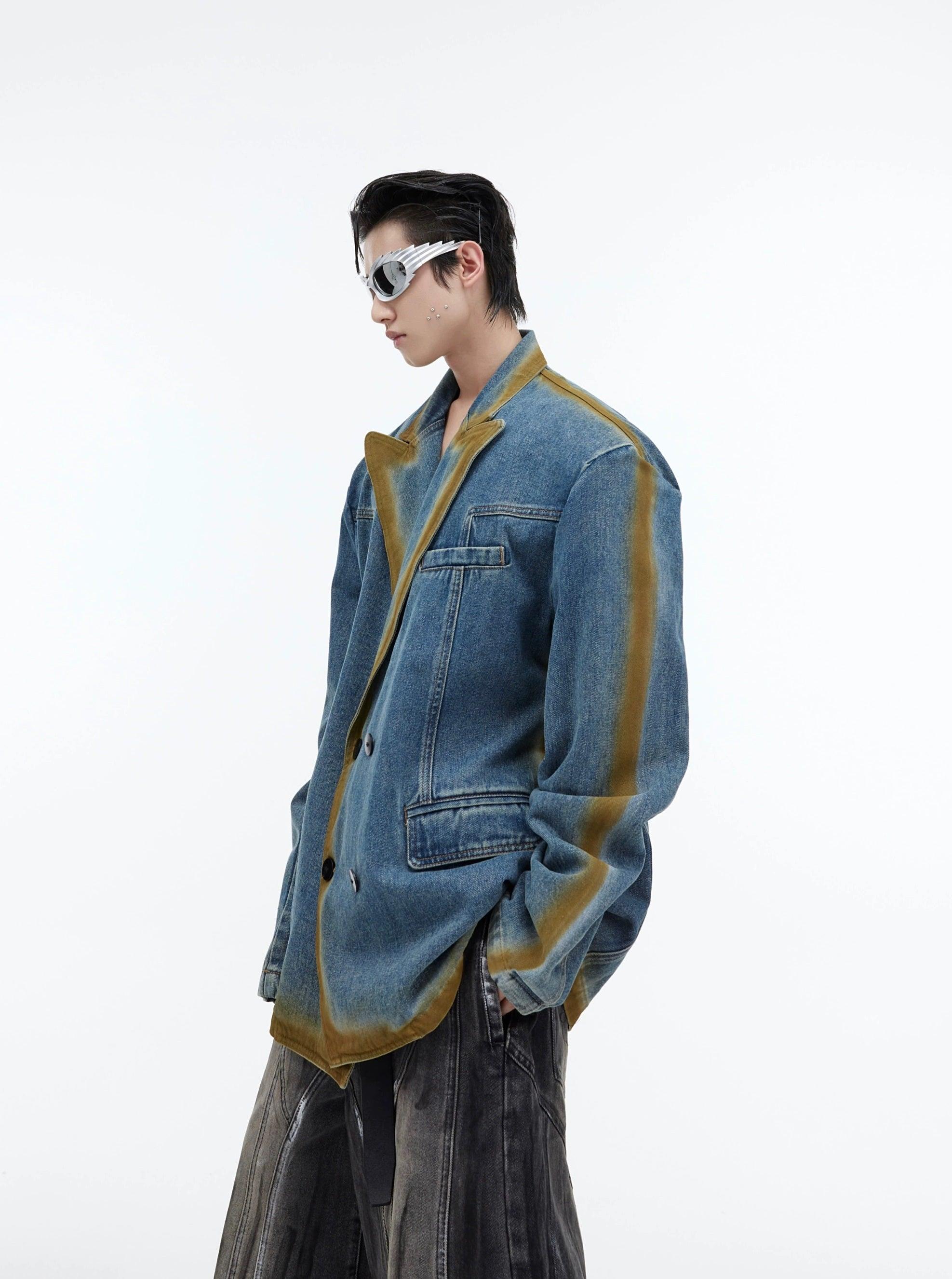Oversize Gradient Line Denim Jacket