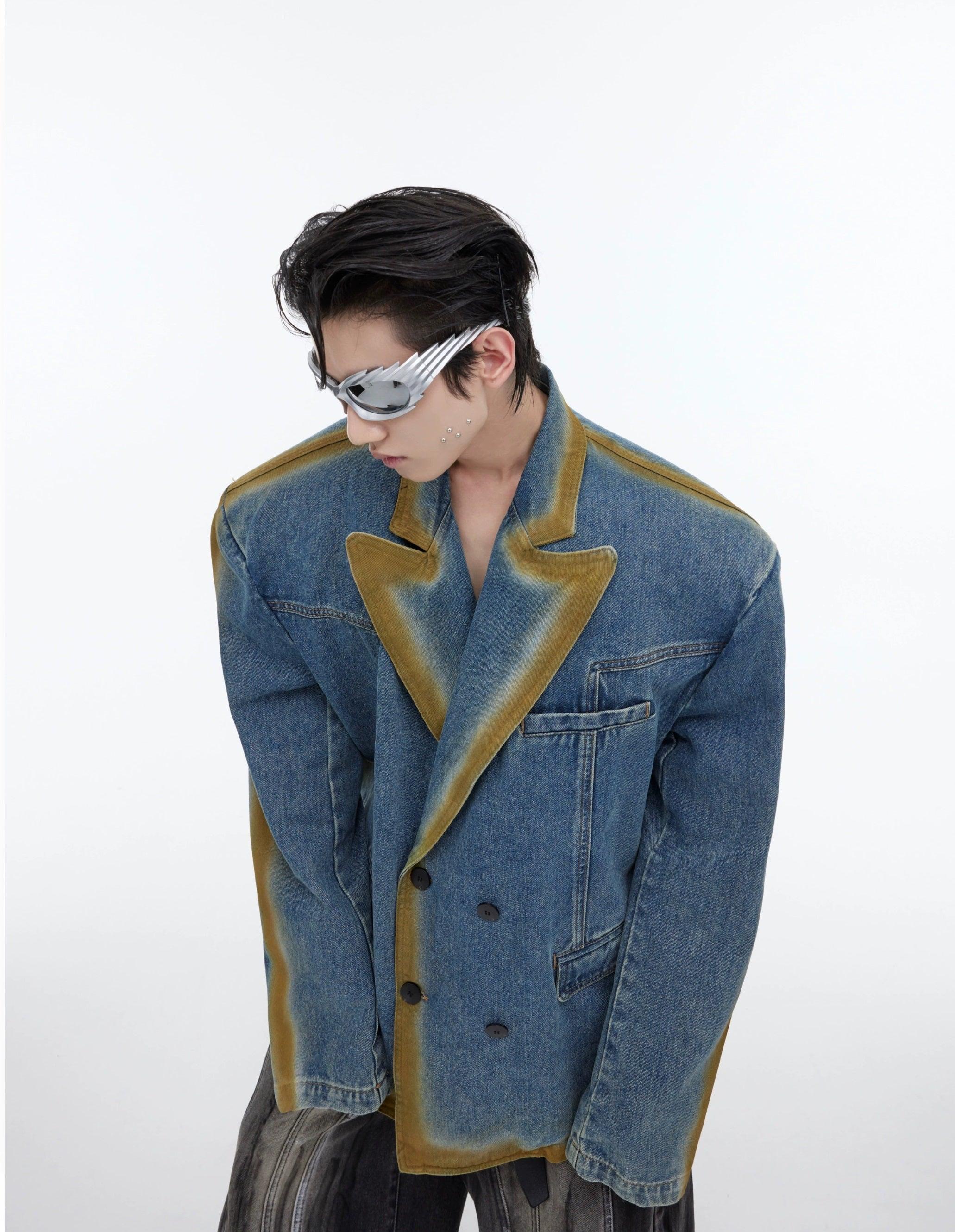 Oversize Gradient Line Denim Jacket