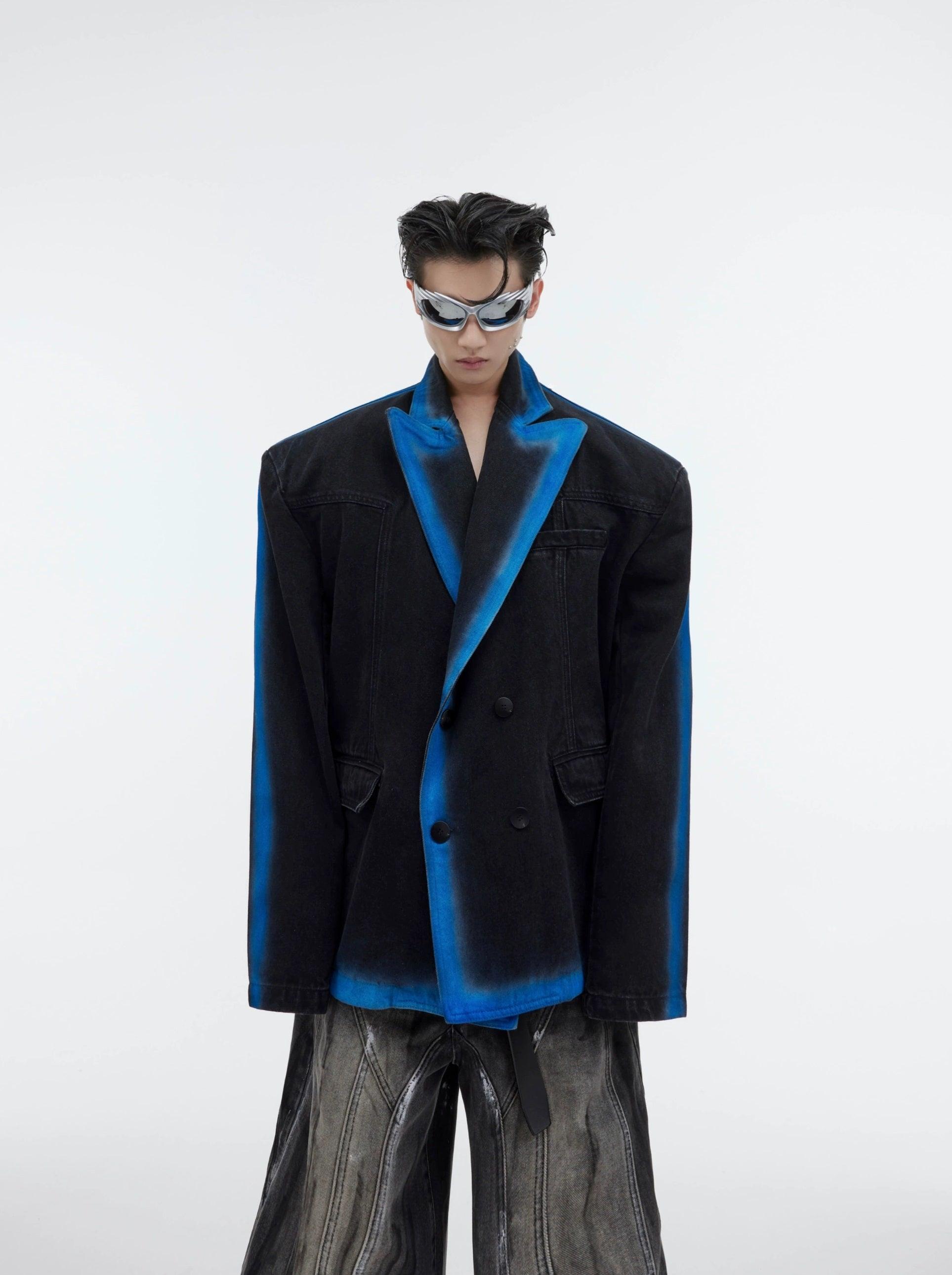Oversize Gradient Line Denim Jacket