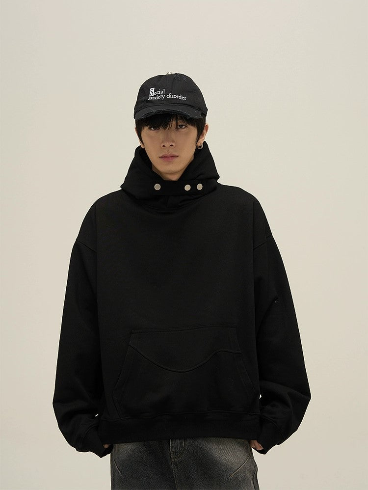 Felpa oversize con cappuccio a collo alto