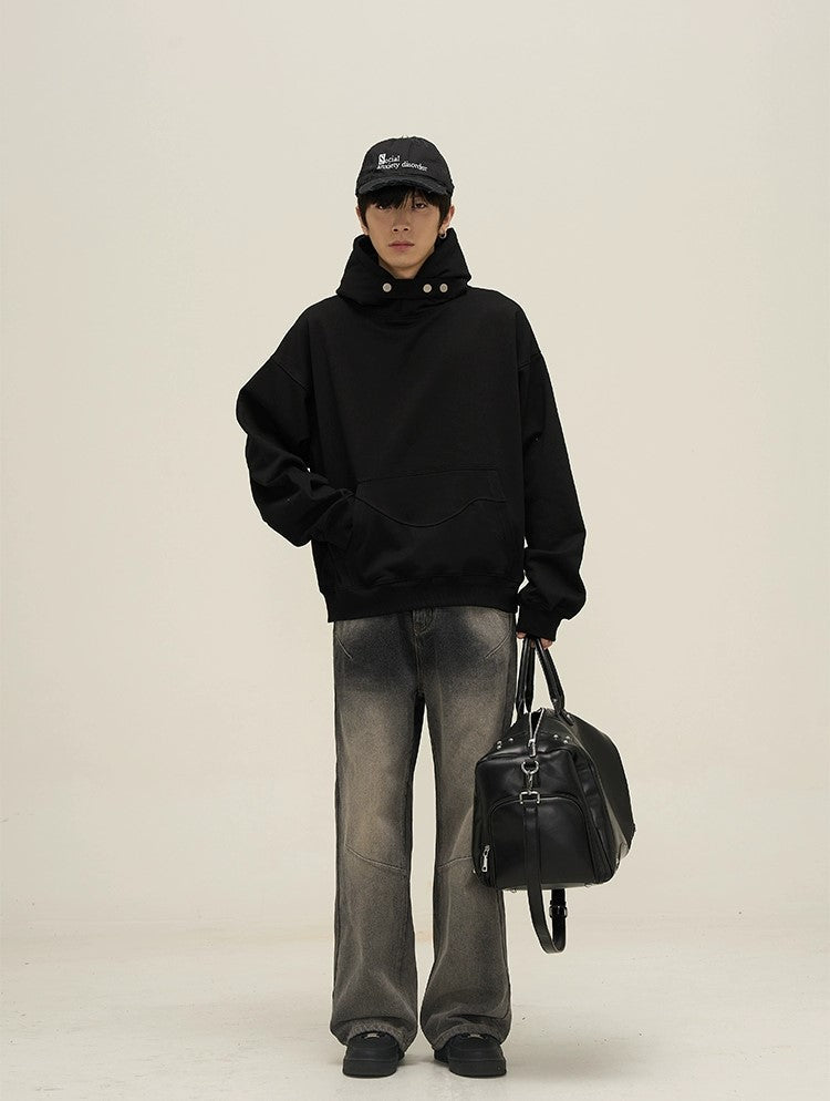 Felpa oversize con cappuccio a collo alto
