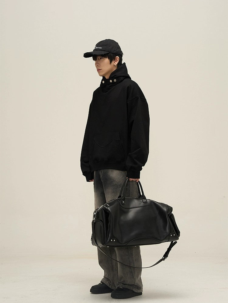 Felpa oversize con cappuccio a collo alto