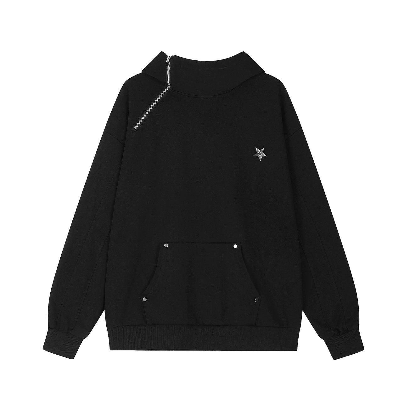 Oversize High-neck Zipper Hoodie