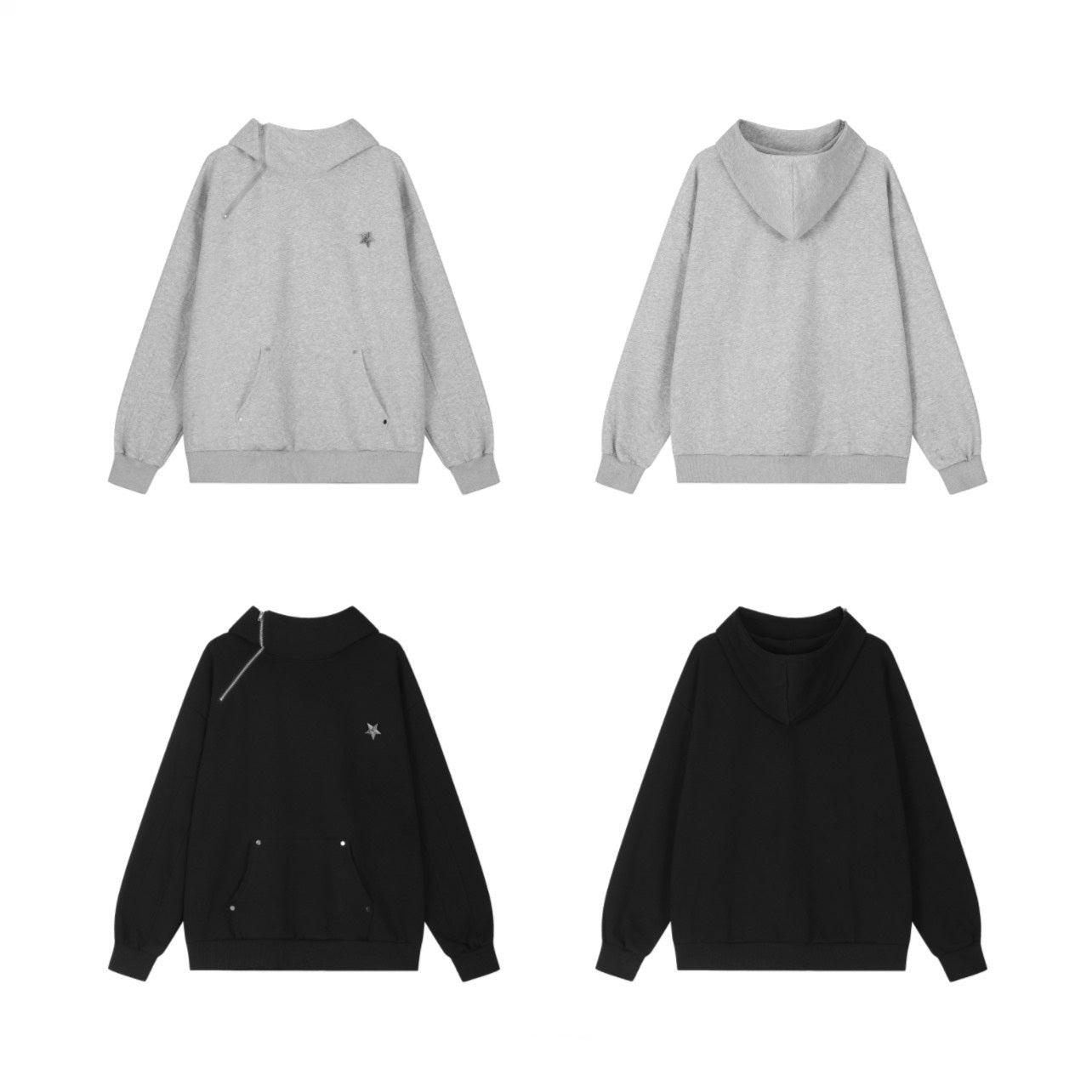 Oversize High-neck Zipper Hoodie