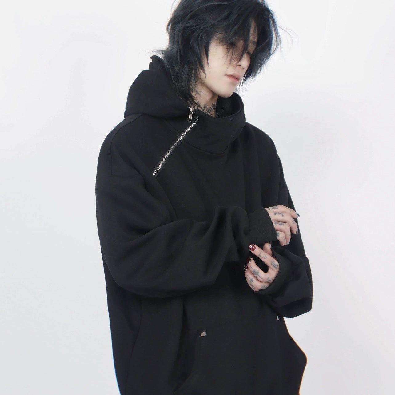 Oversize High-neck Zipper Hoodie
