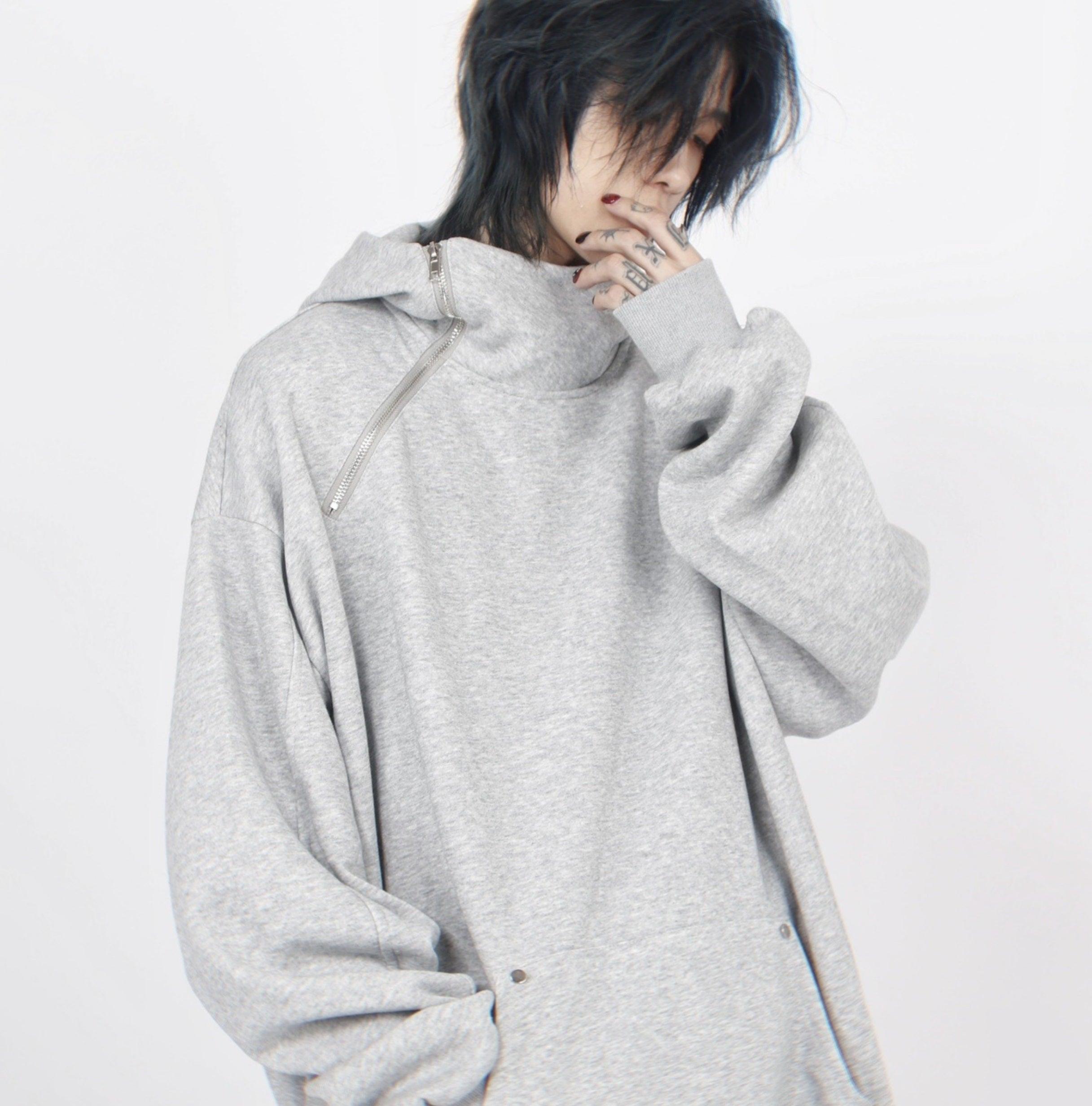 Oversize High-neck Zipper Hoodie