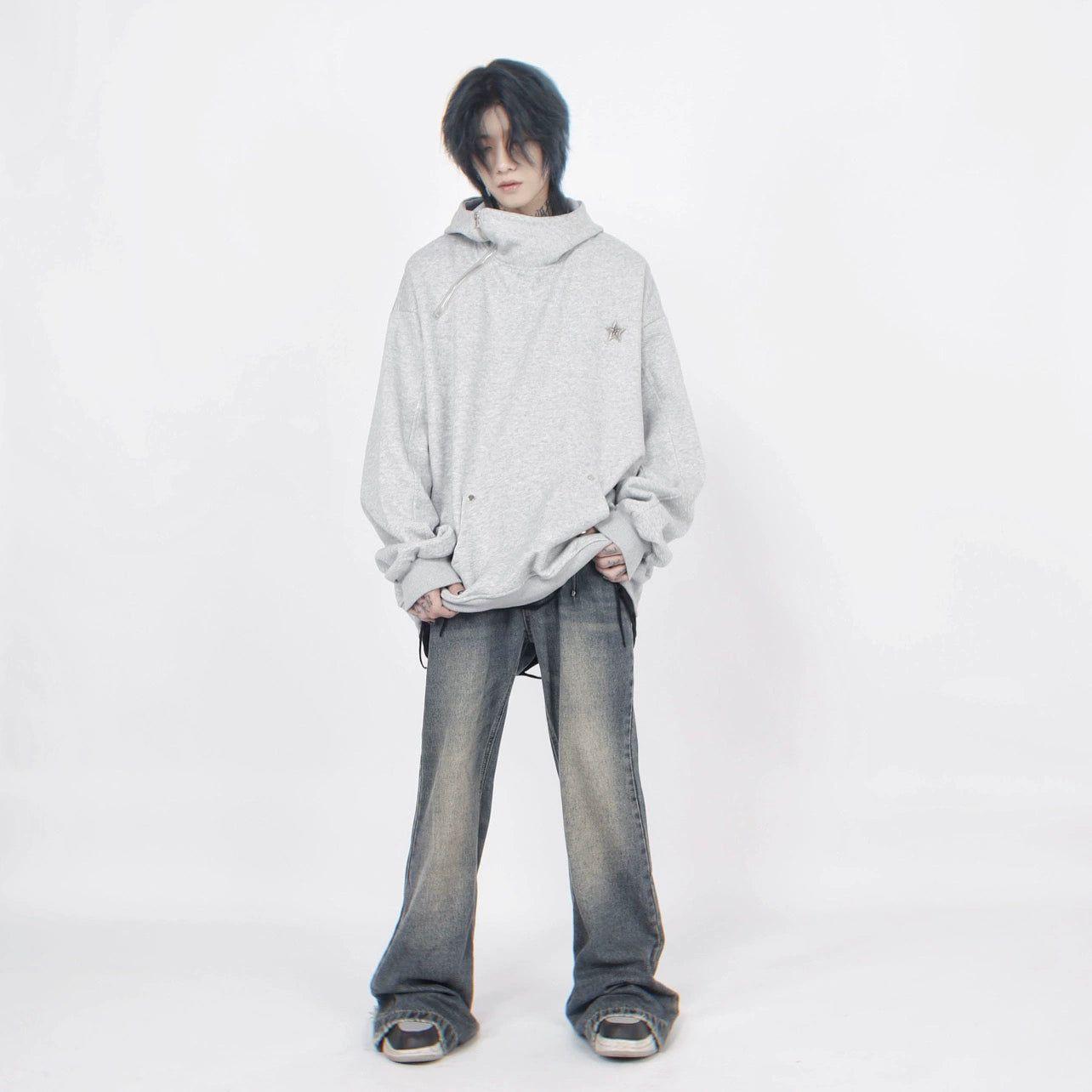 Oversize High-neck Zipper Hoodie