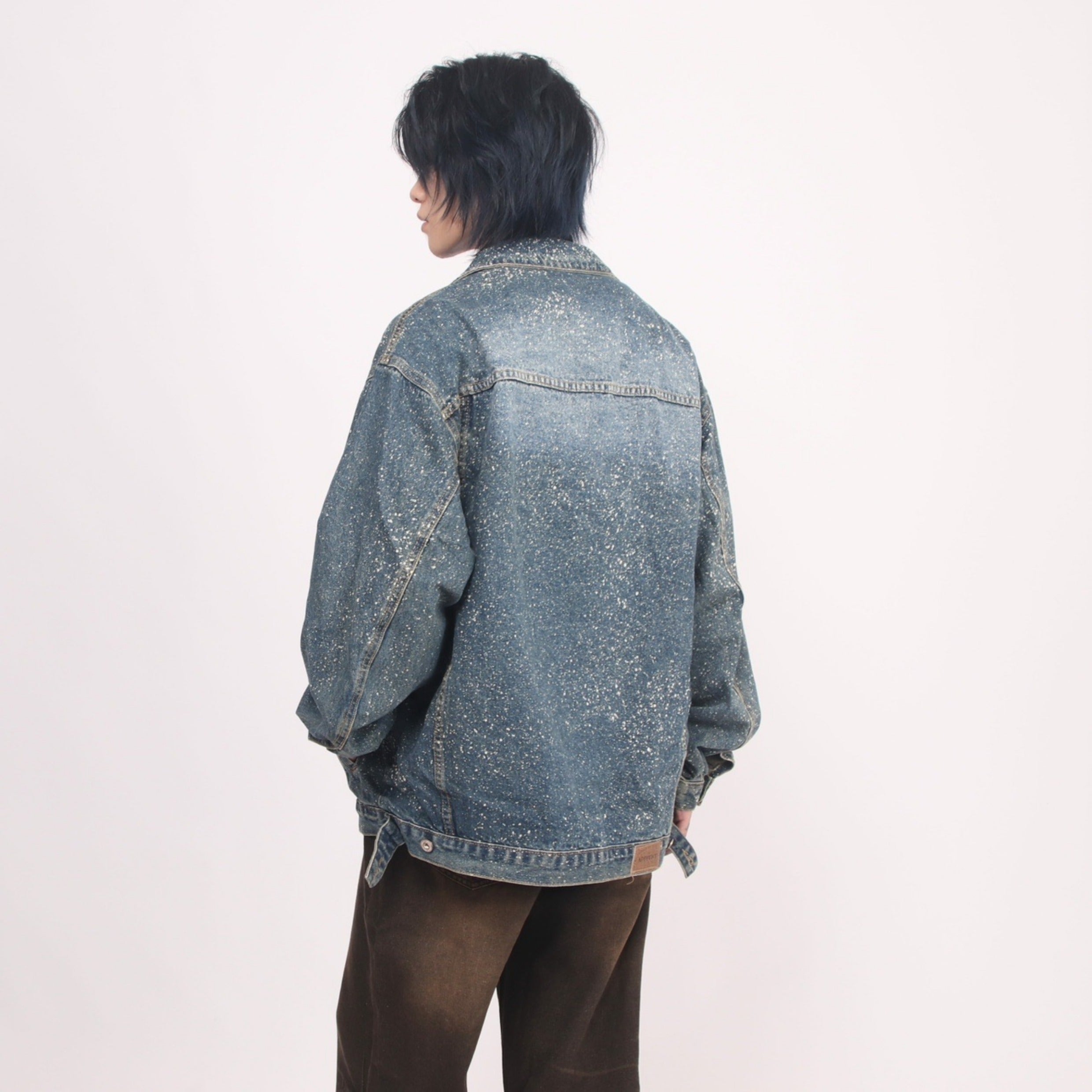 Oversize Ink Print Denim Jacket
