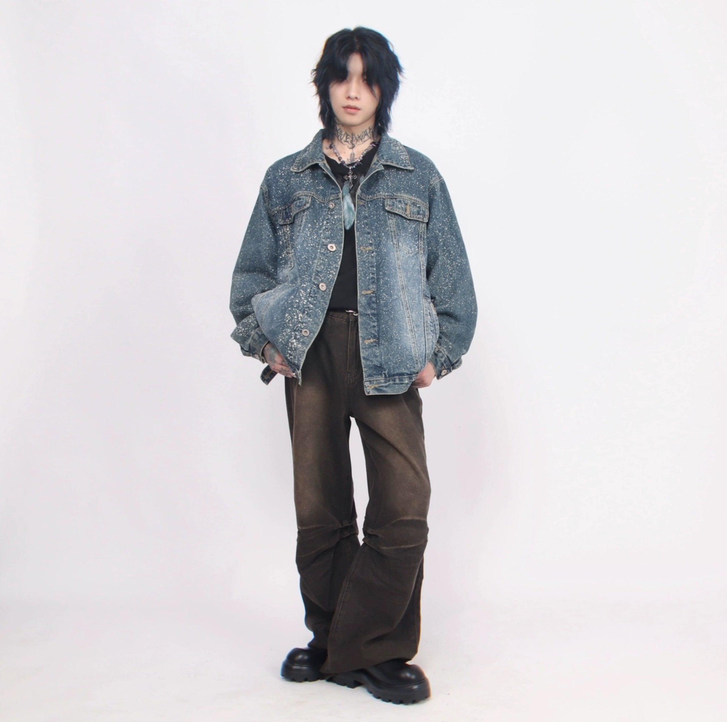 Oversize Ink Print Denim Jacket