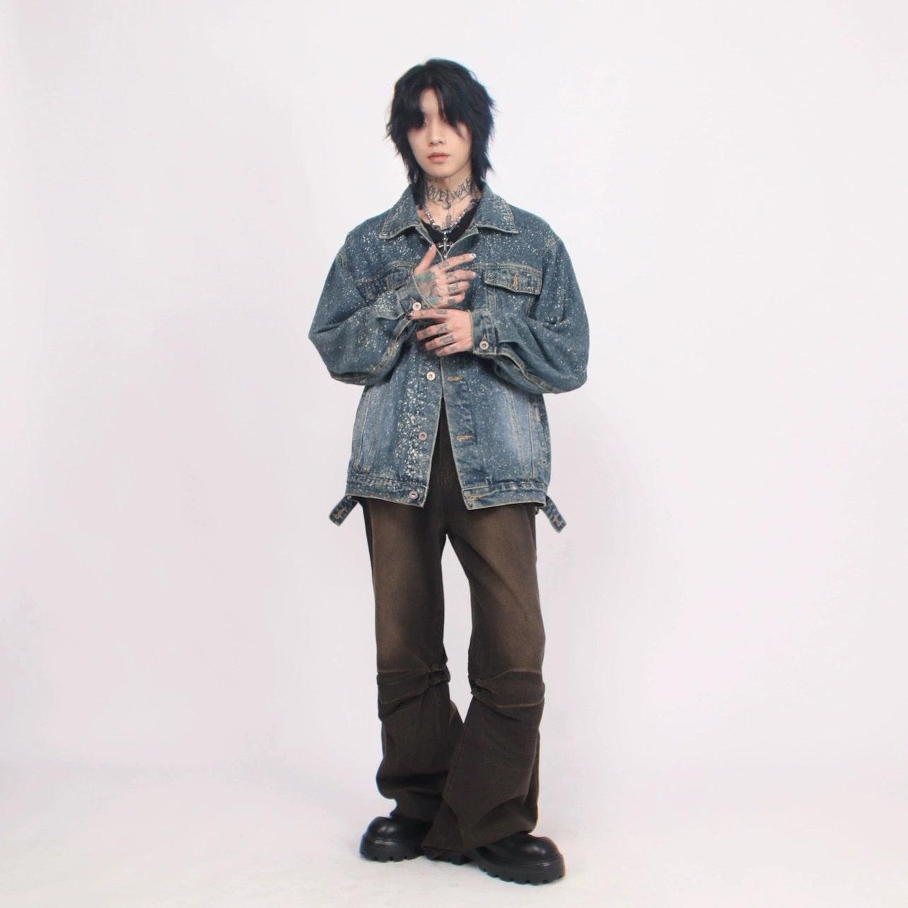 Oversize Ink Print Denim Jacket