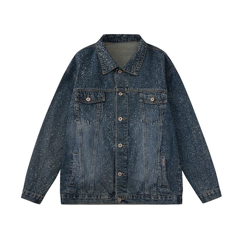 Oversize Ink Print Denim Jacket