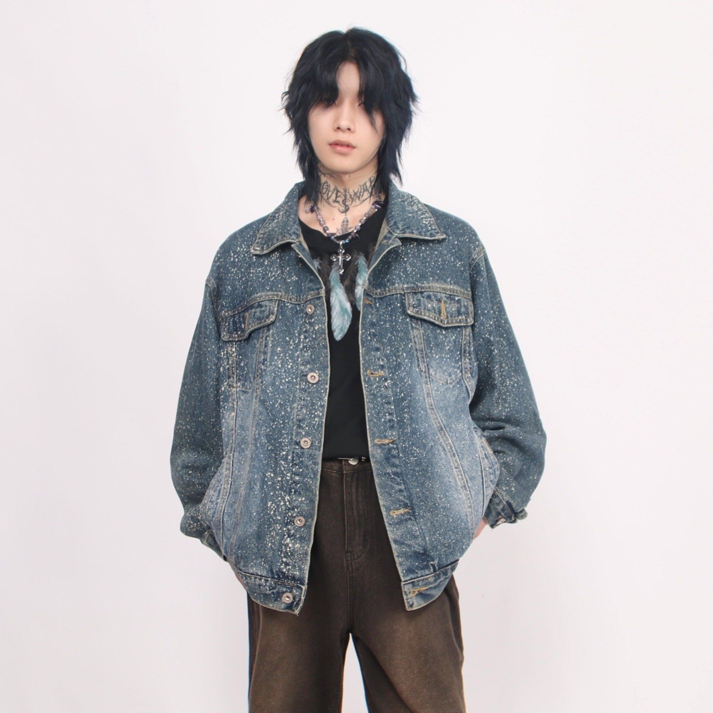Oversize Ink Print Denim Jacket