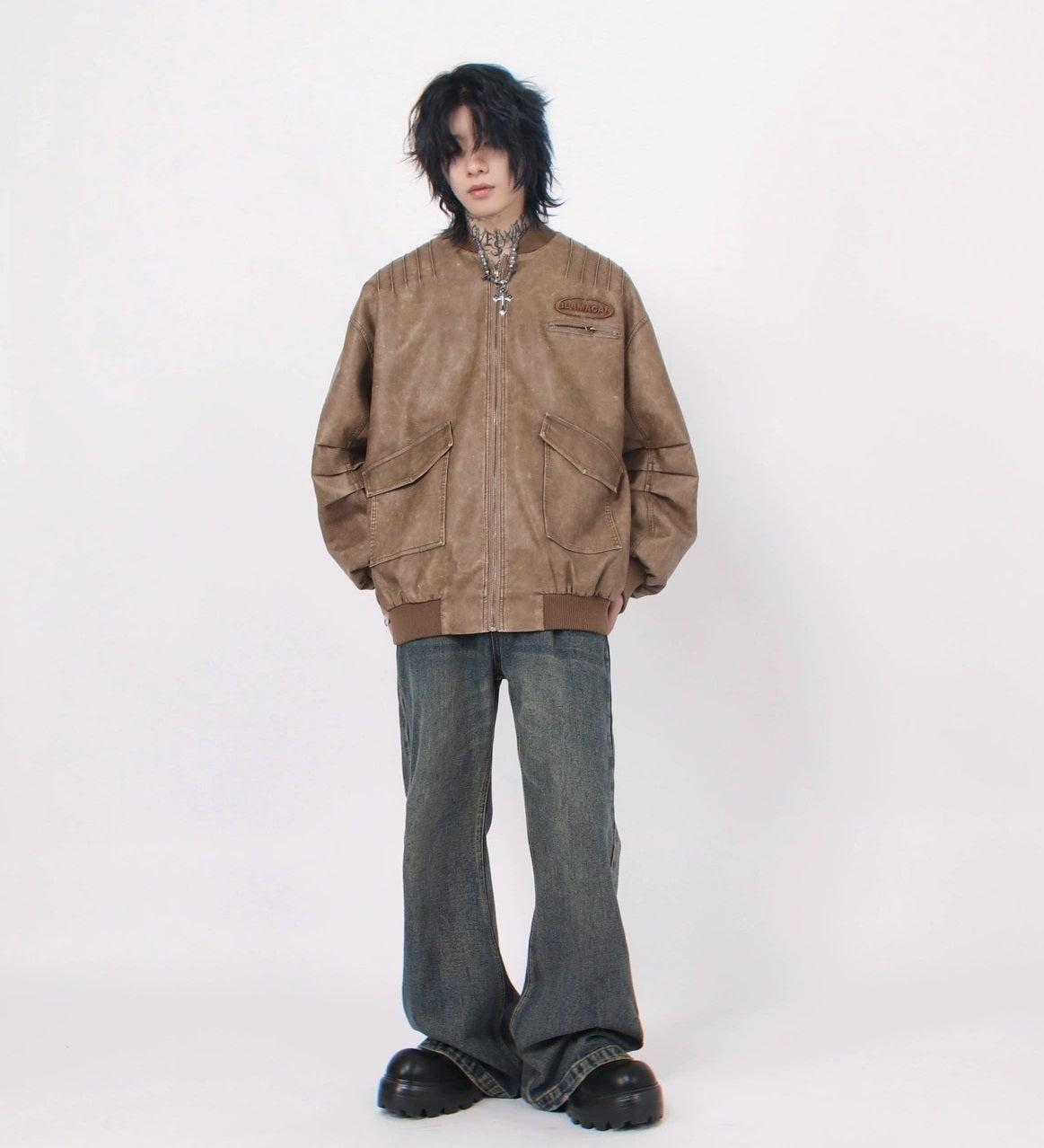Oversize PU Leather MA-1 Jacket