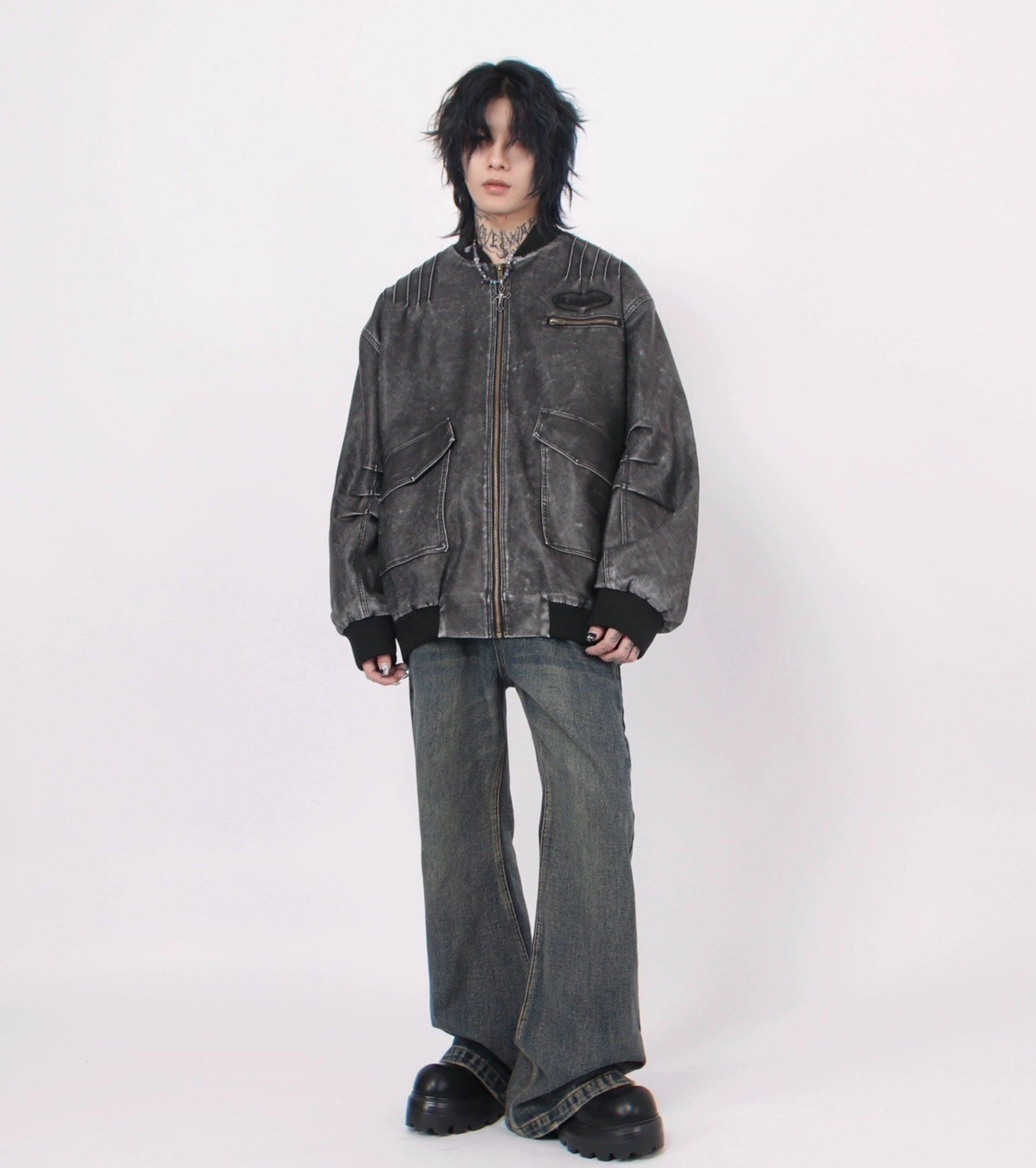 Oversize PU Leather MA-1 Jacket