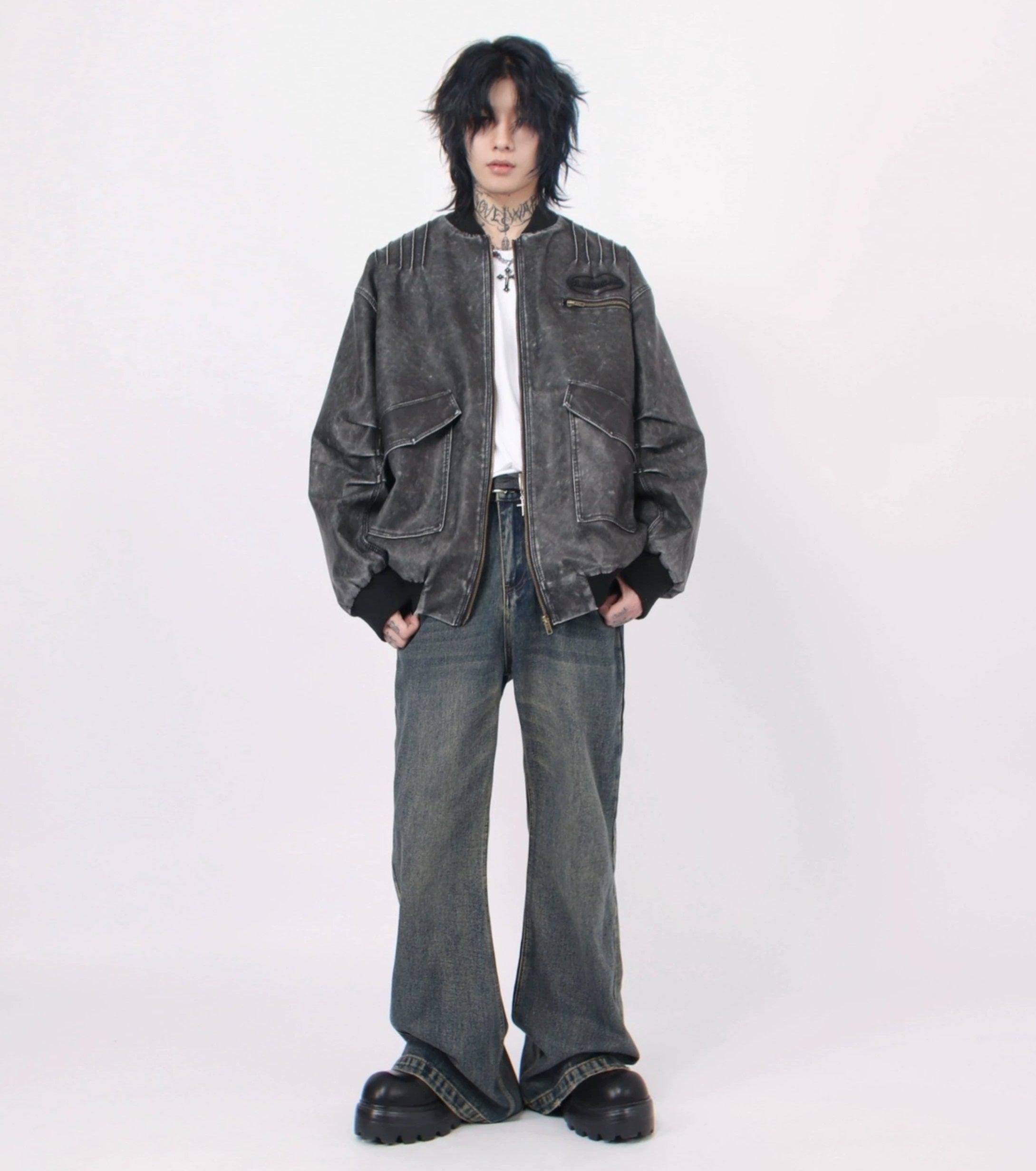 Oversize PU Leather MA-1 Jacket