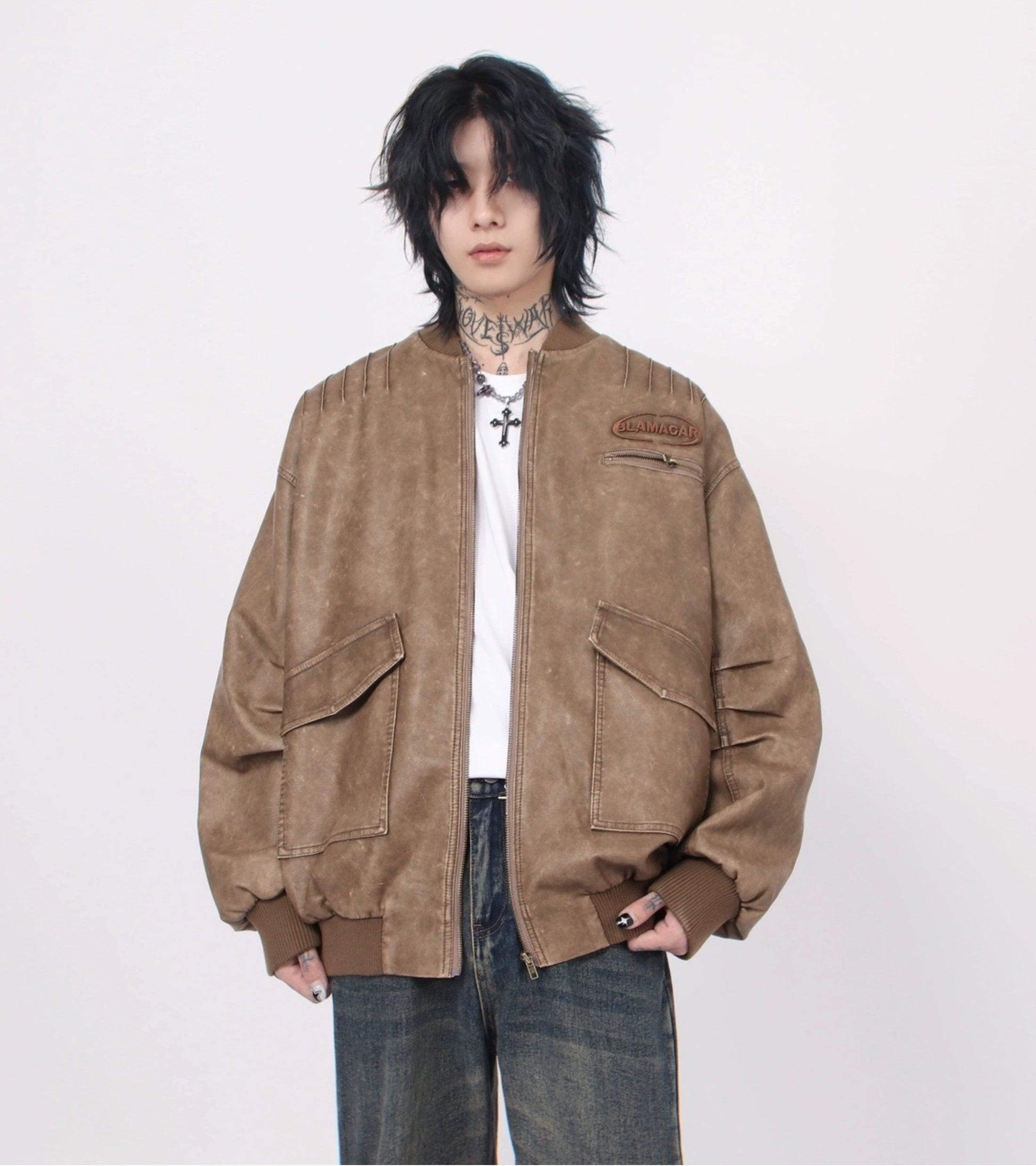 Oversize PU Leather MA-1 Jacket