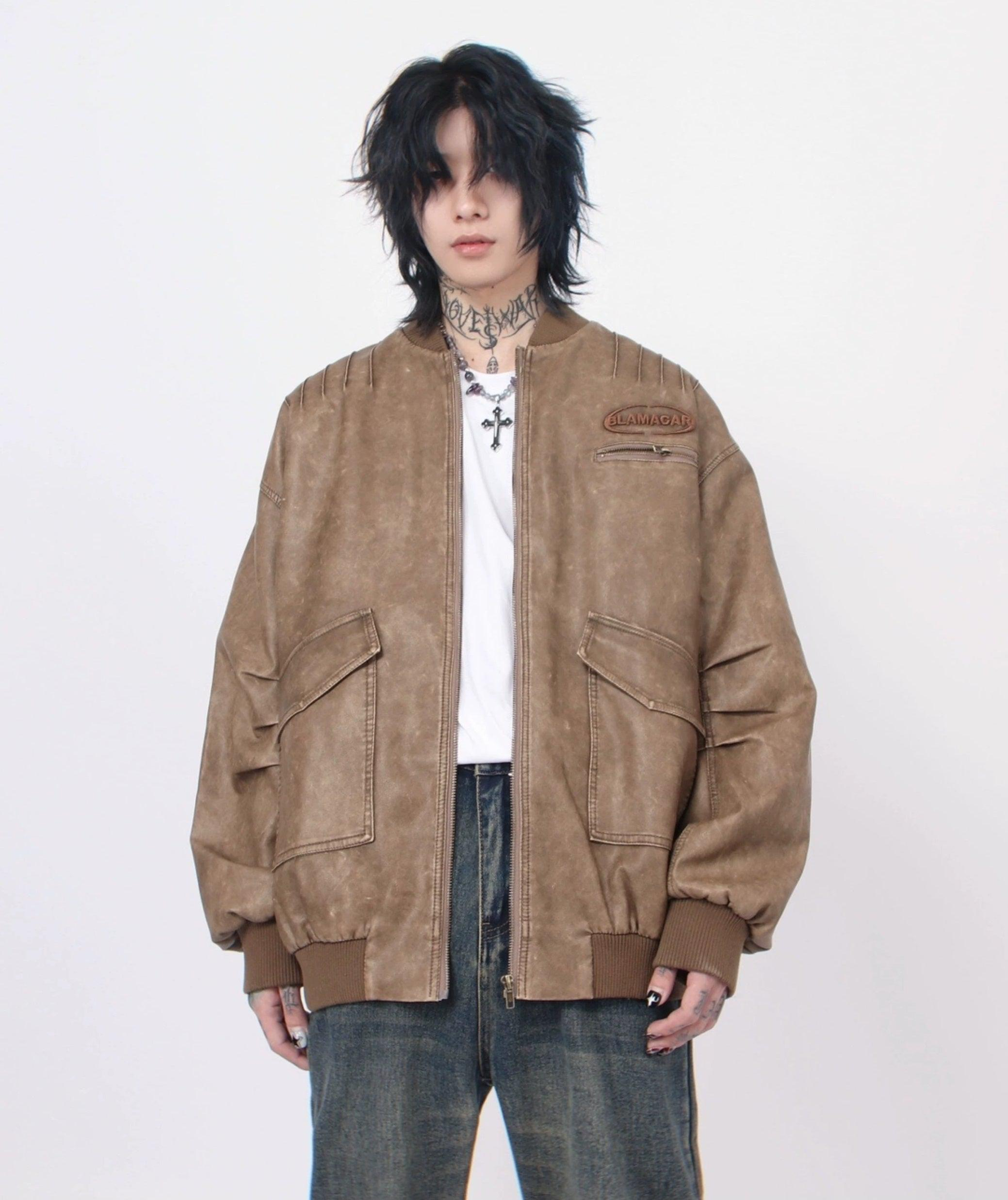 Oversize PU Leather MA-1 Jacket
