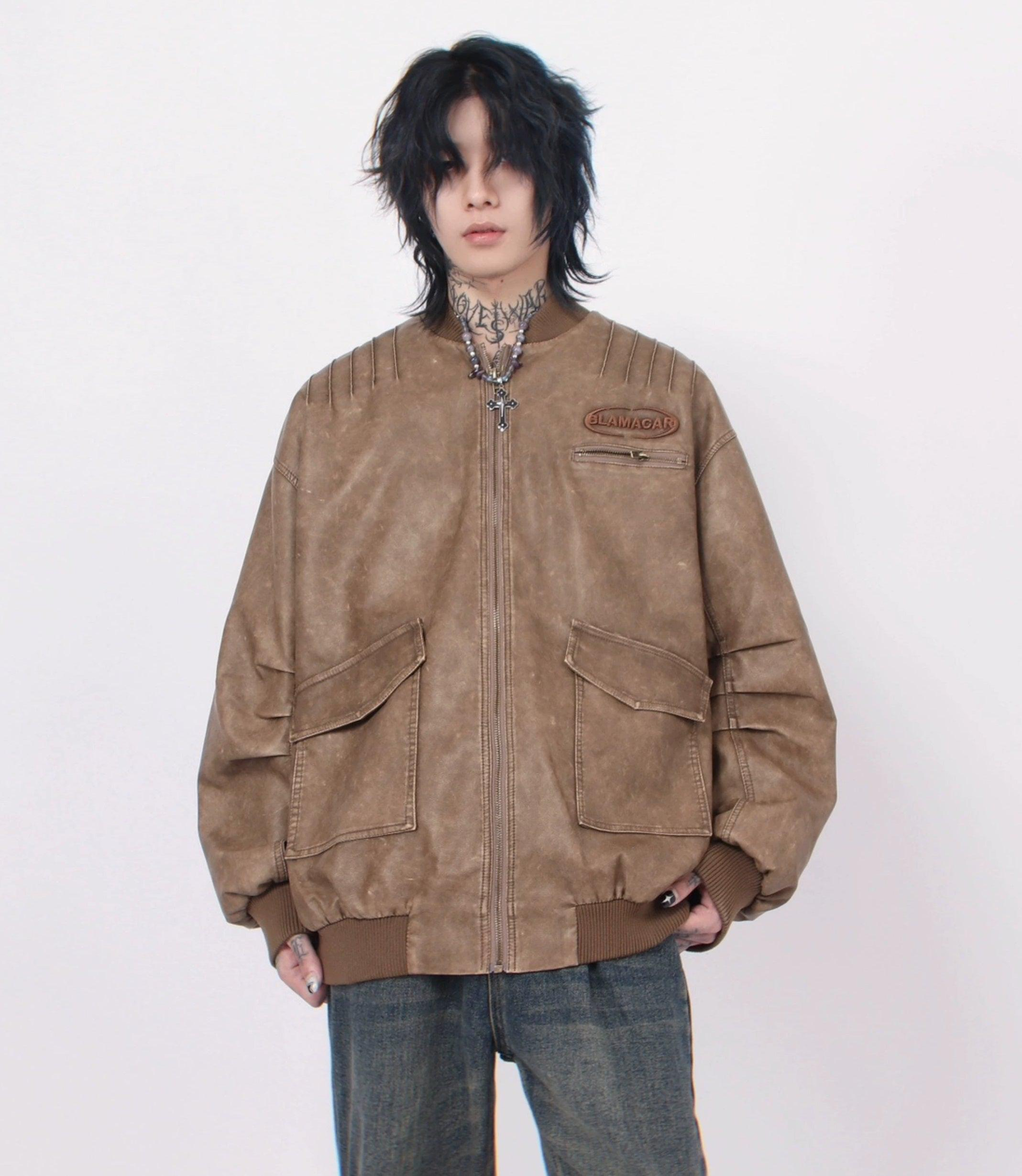 Oversize PU Leather MA-1 Jacket