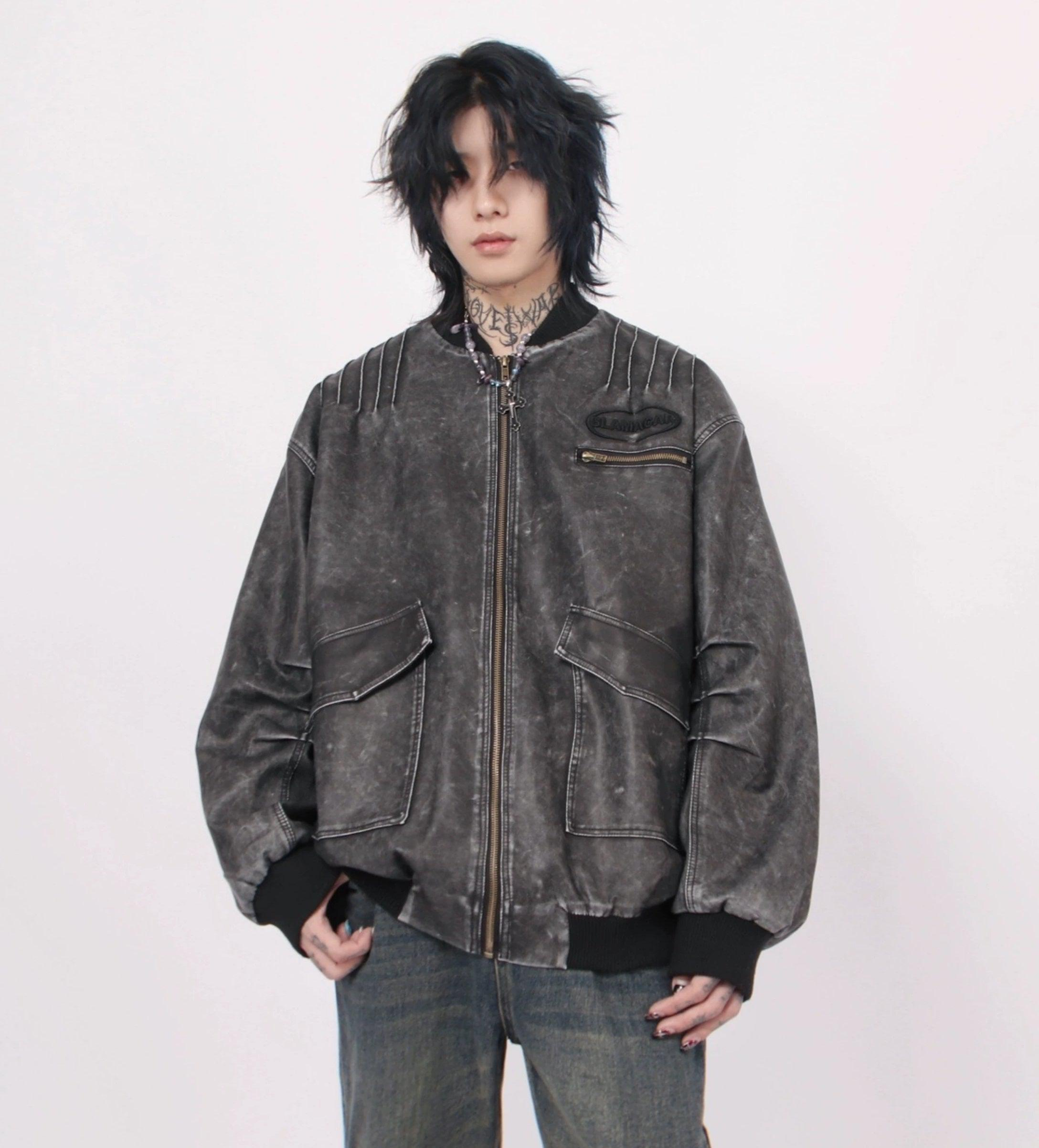 Oversize PU Leather MA-1 Jacket