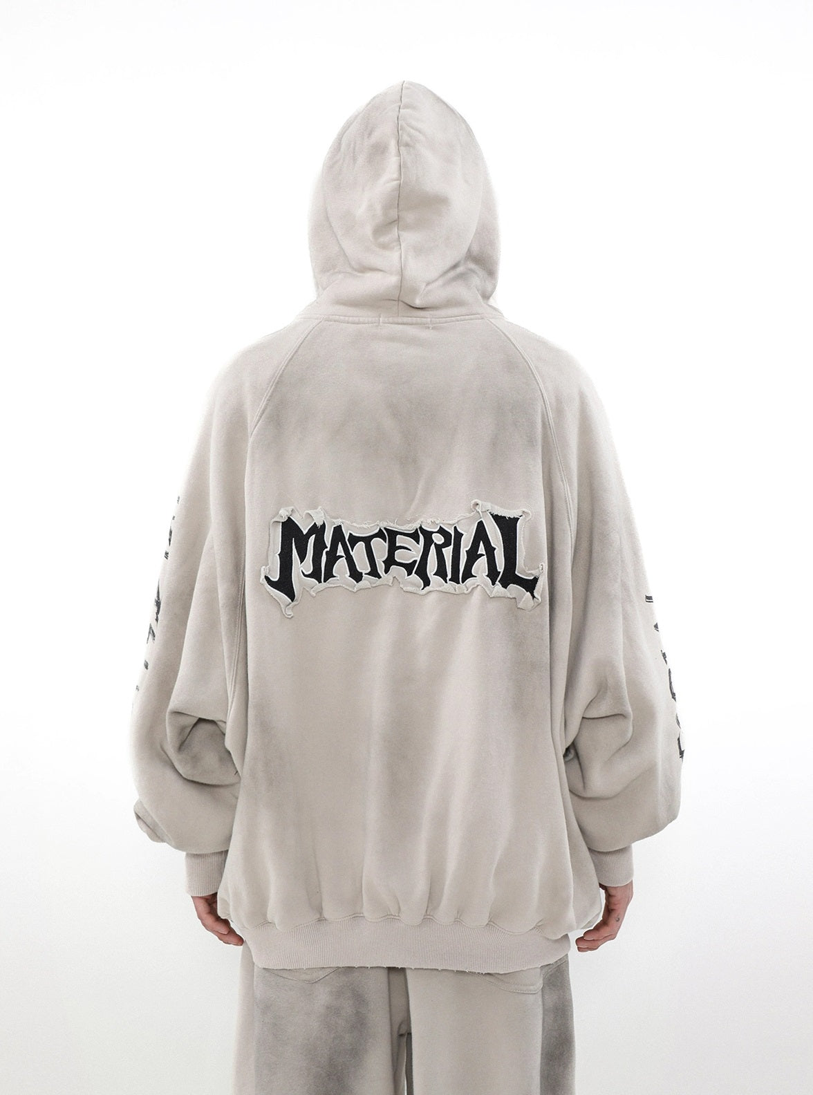 Ensemble sweat à capuche zippé surdimensionné à patch graffiti et pantalon de survêtement large à motif graffiti
