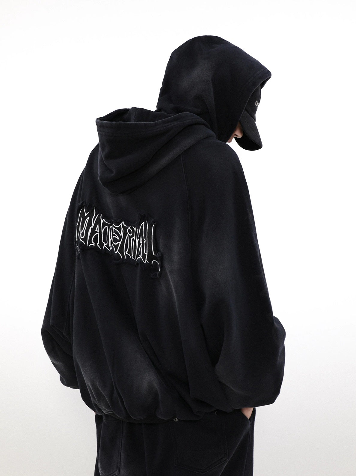 Ensemble sweat à capuche zippé surdimensionné à patch graffiti et pantalon de survêtement large à motif graffiti
