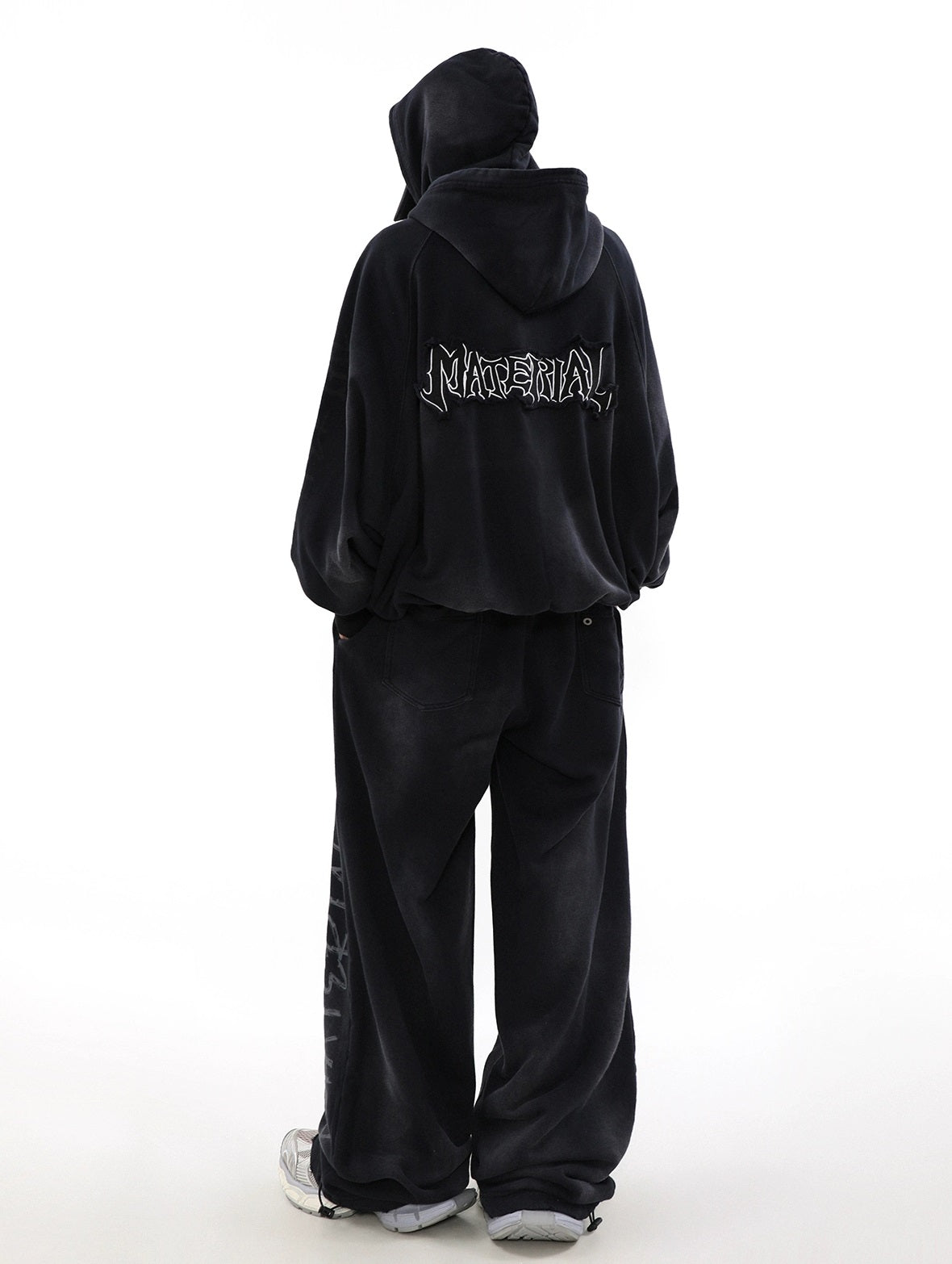 Ensemble sweat à capuche zippé surdimensionné à patch graffiti et pantalon de survêtement large à motif graffiti