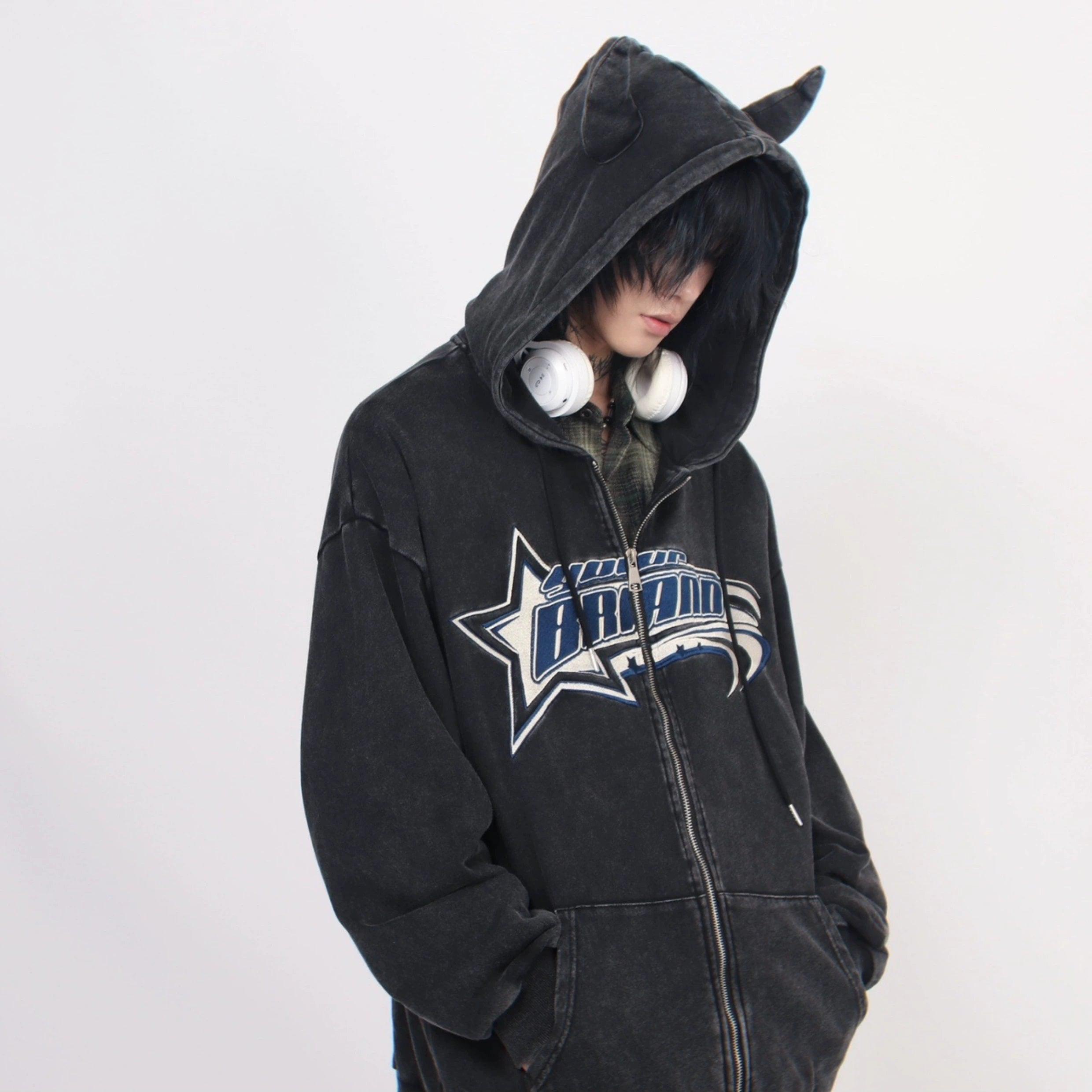 Oversize Patch Zipper Hoodie