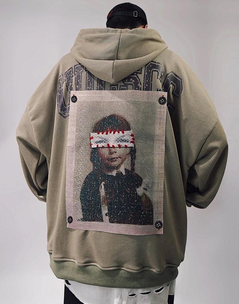Oversize Print Patch Hoodie