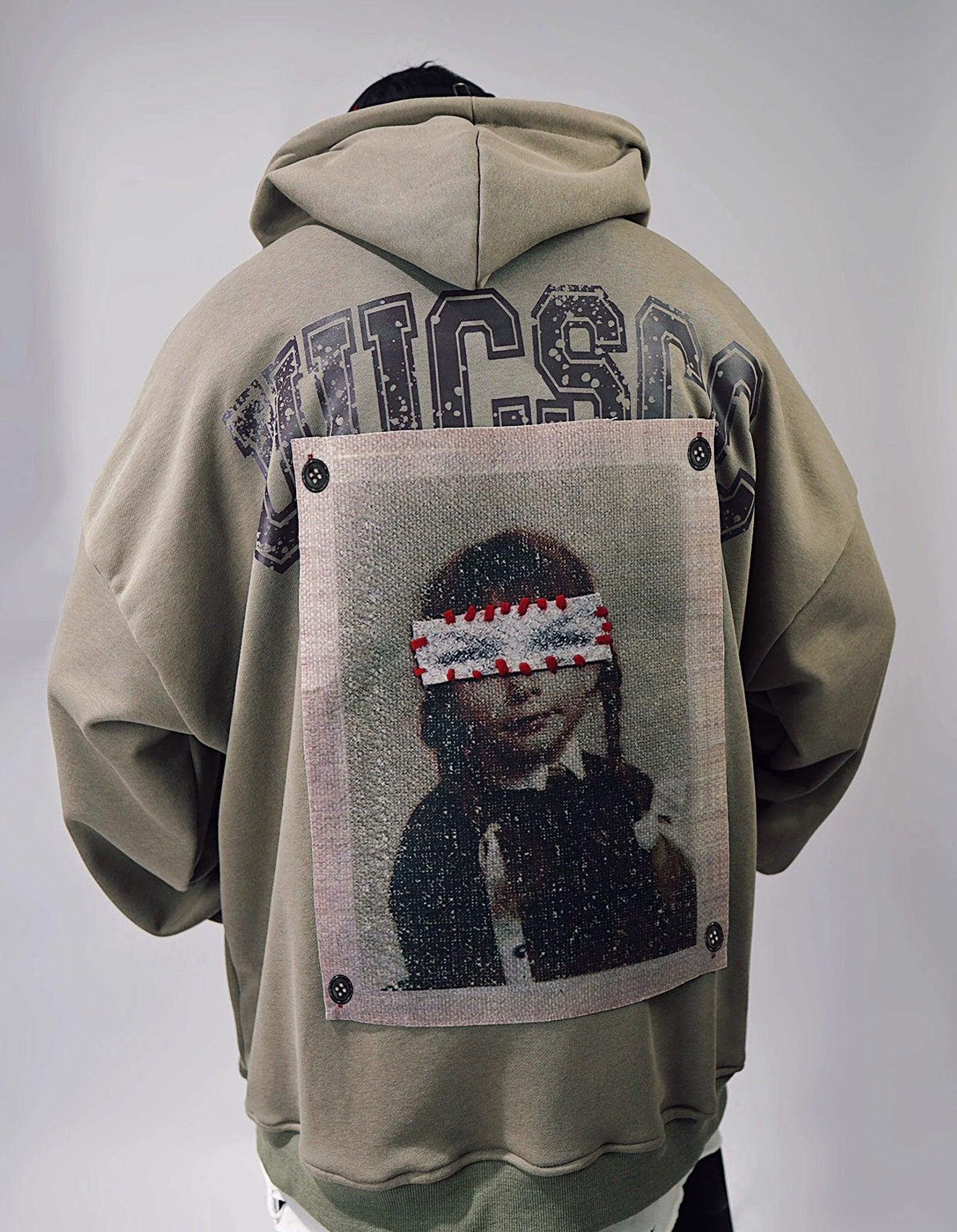 Oversize Print Patch Hoodie