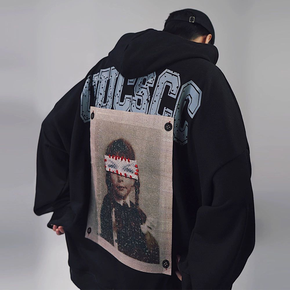 Oversize Print Patch Hoodie