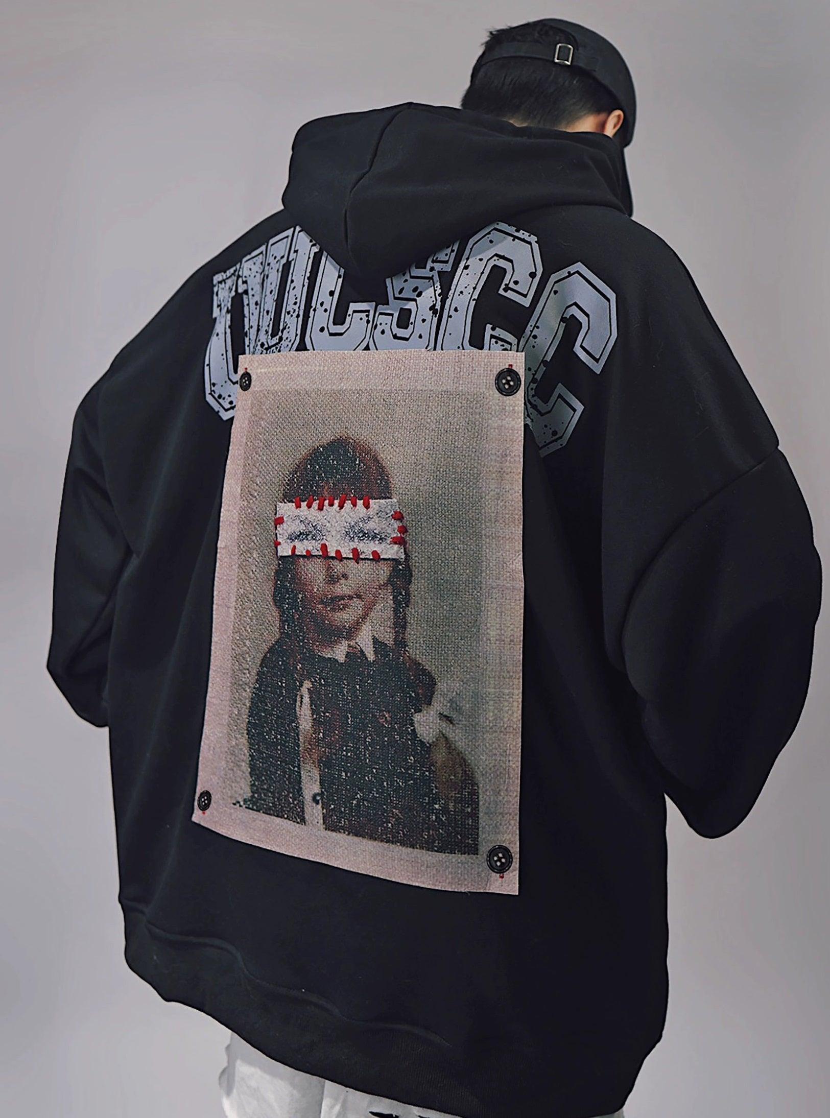 Oversize Print Patch Hoodie