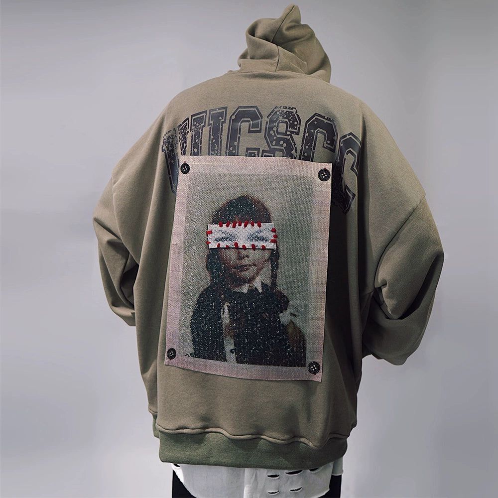 Oversize Print Patch Hoodie