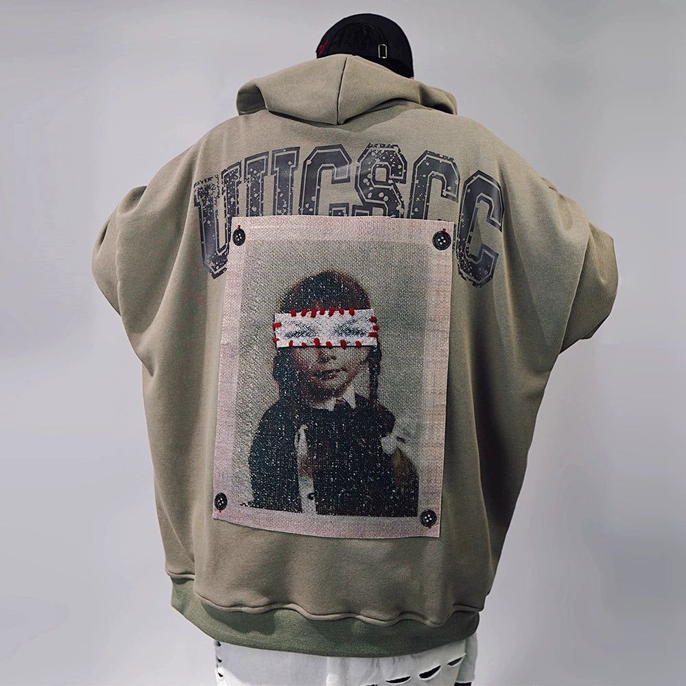 Oversize Print Patch Hoodie