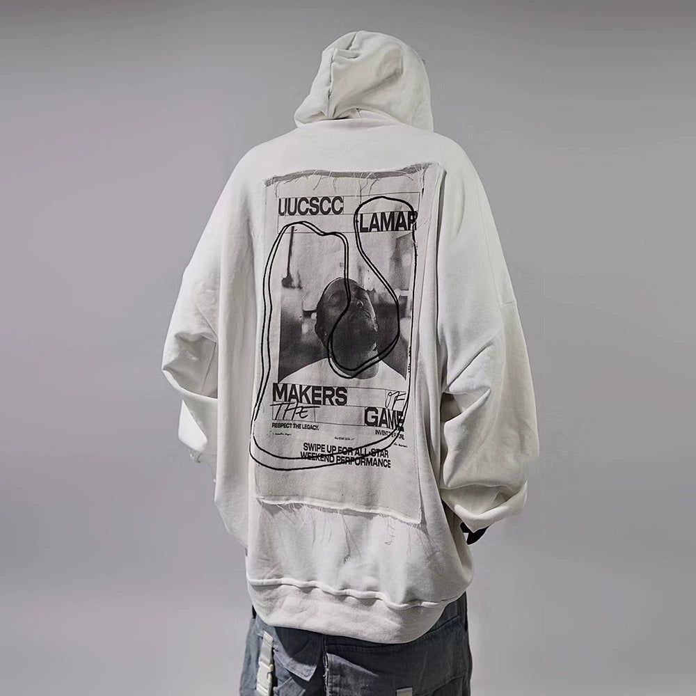 Oversize Print Patch Hoodie