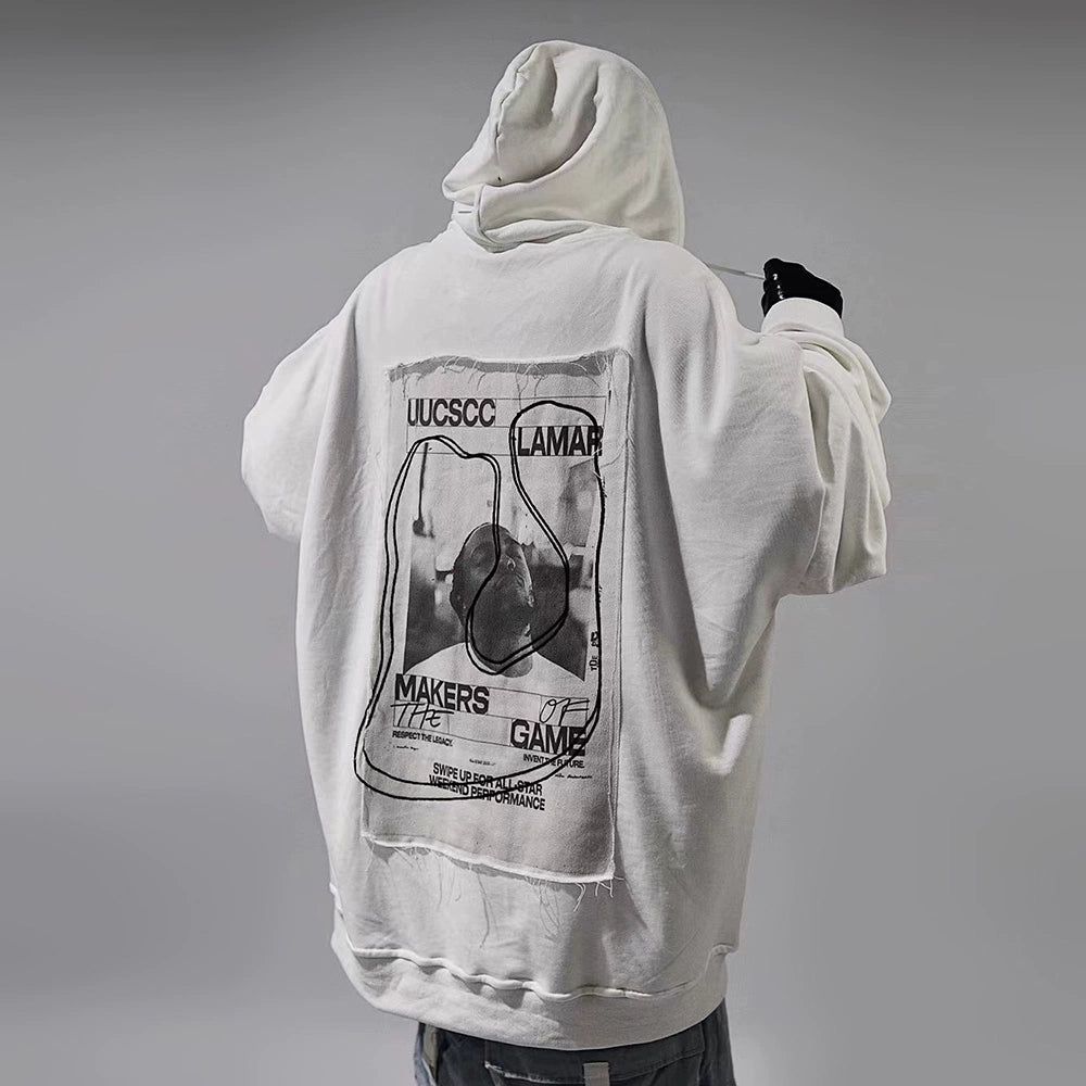 Oversize Print Patch Hoodie